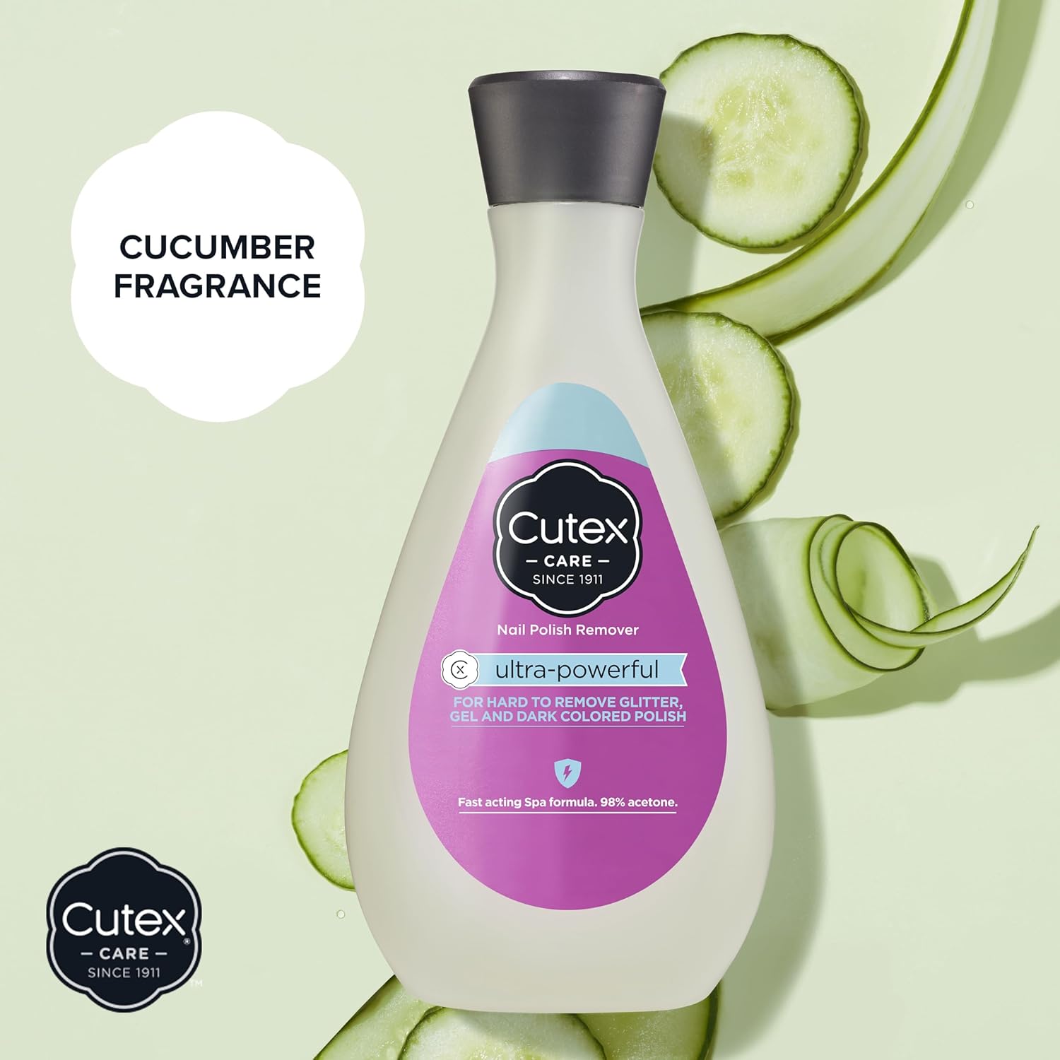 Cutex Gel Nail Polish Remover, Ultra-Powerful & Removes Glitter and Dark Colored Paints, Paraben Free, 6.76 Fl Oz