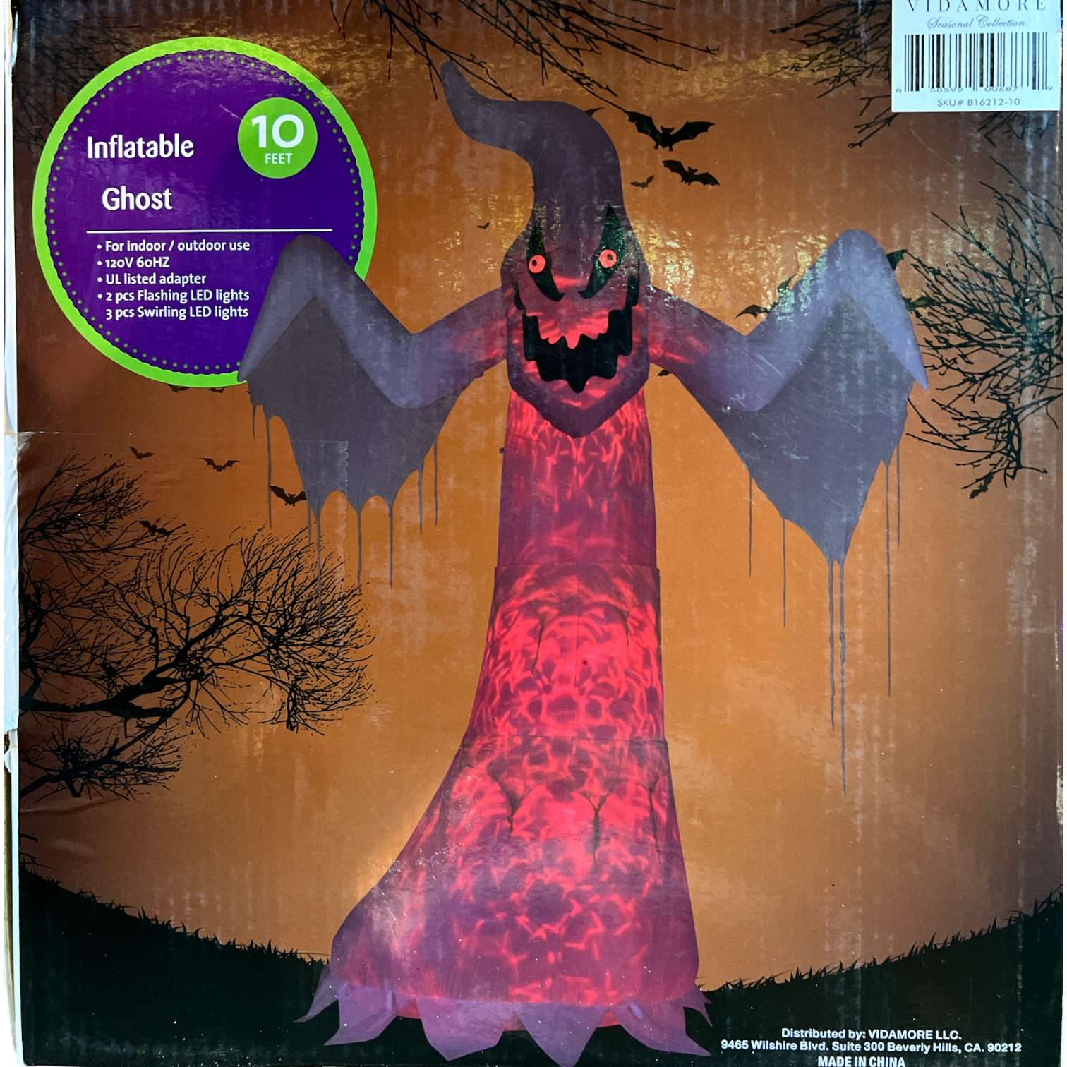 10 Foot LED Light-up Self-Inflating Ghost