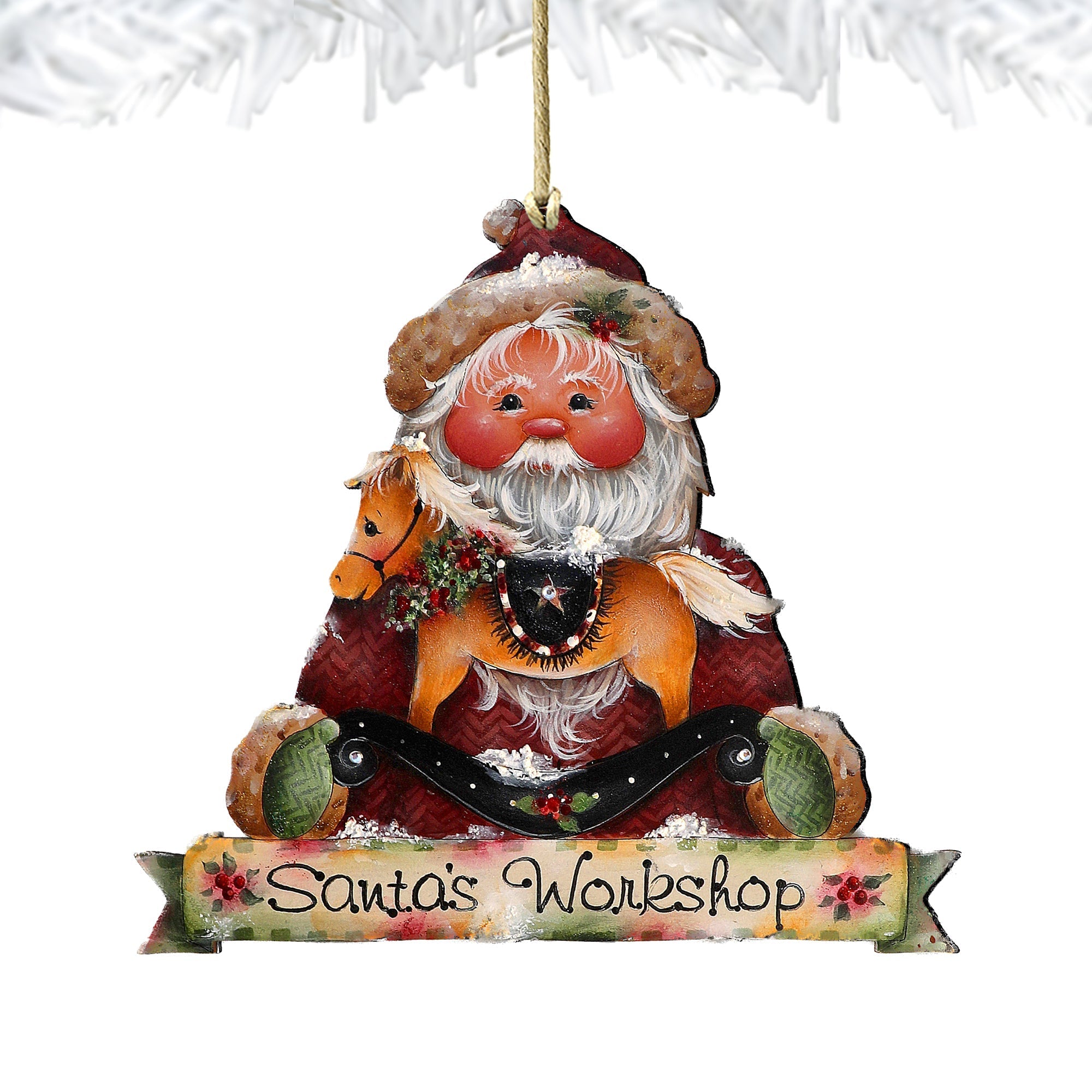 Santa's Workshop Wooden Ornaments by Jamie Mills-Price Christmas Santa Snowman Decor - 8611068-2-MP