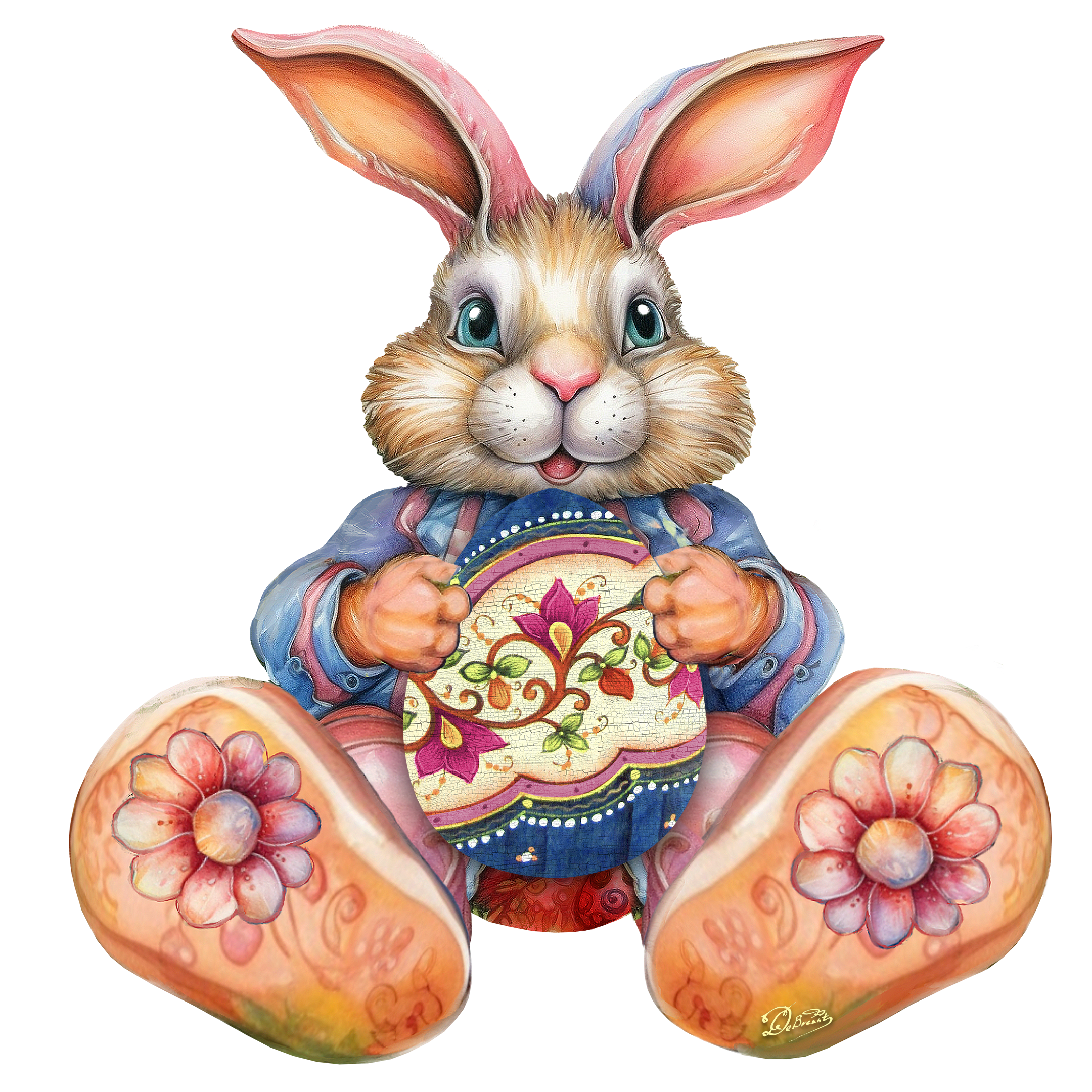 Easter Bunny Boy with Egg Holiday Door Decor by G. Debrekht - Easter Spring Decor - 8652767H