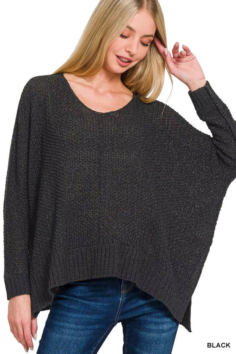 Zenana Dolman Sleeve V-Neck Sweater