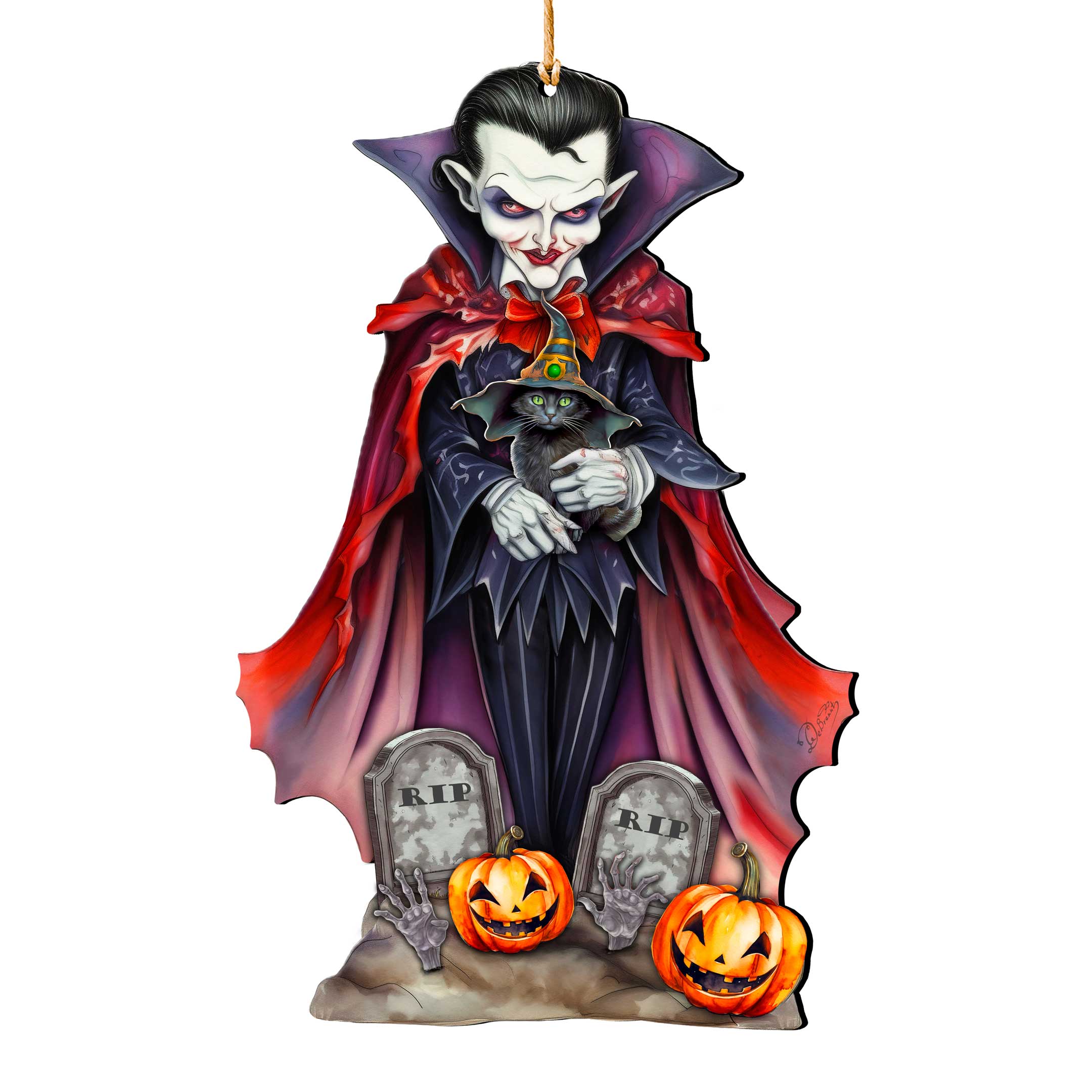 Dracula Wooden Ornaments by G. Debrekht - Halloween Decor - 8652822