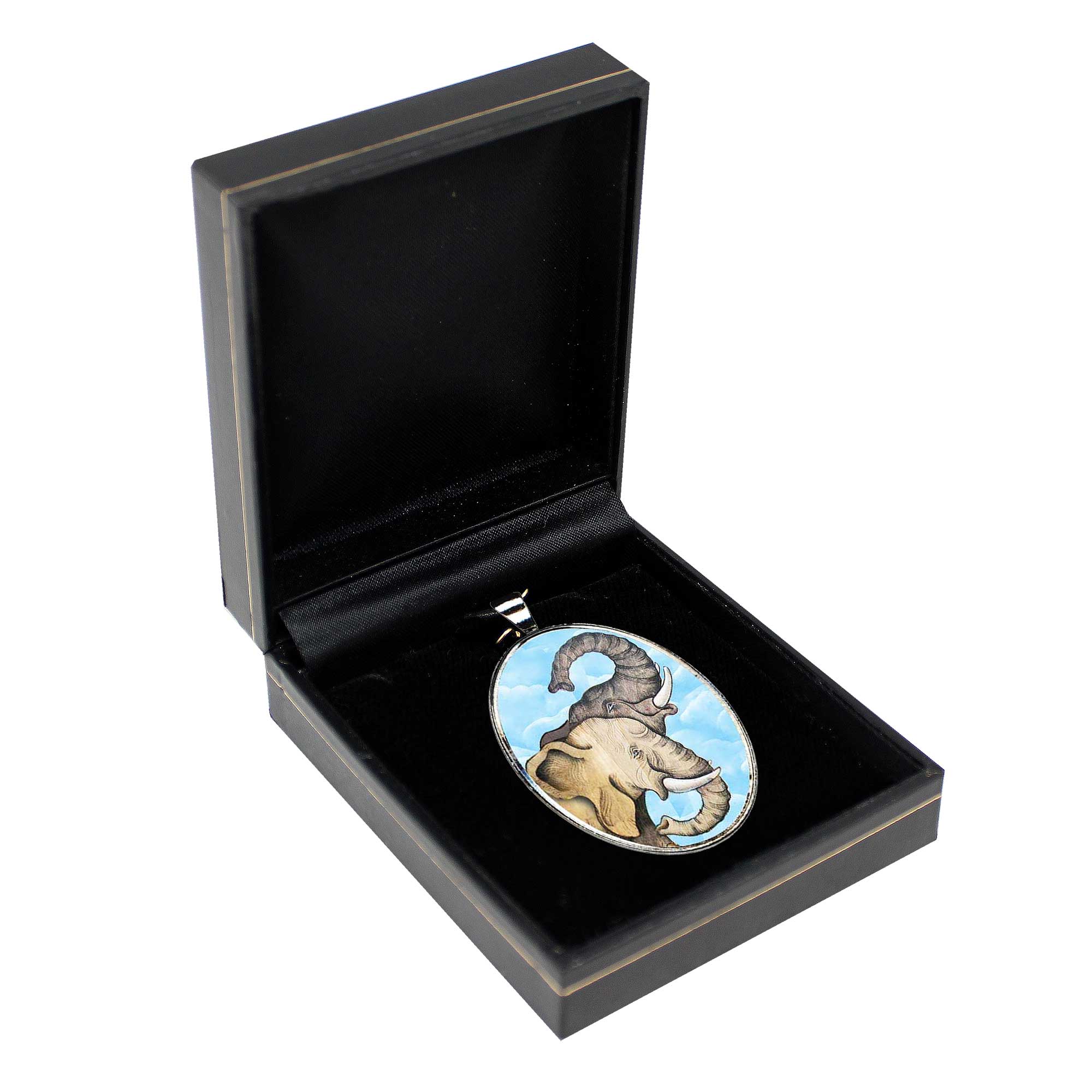 Elephant Trunks Silver Plated Mother of Pearl Jewelry Necklace - 44017