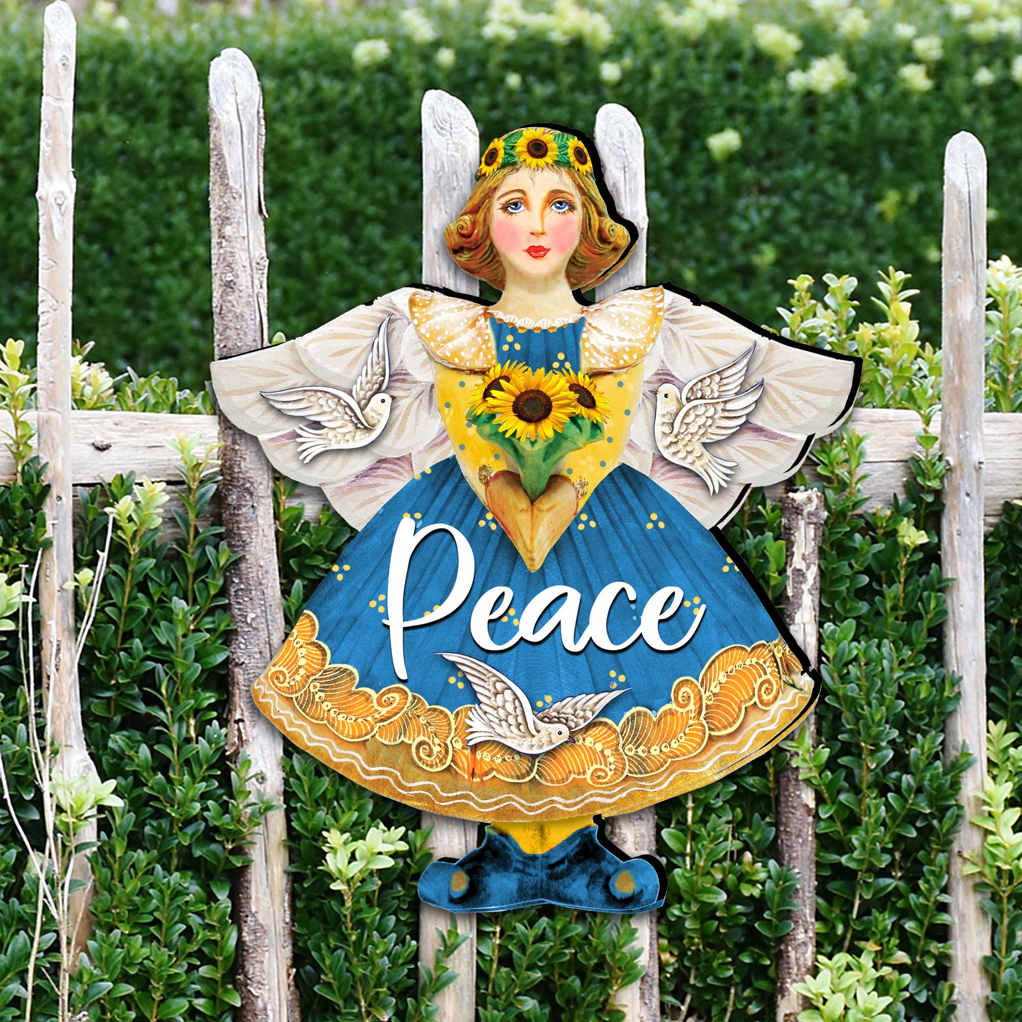 Peace for Ukraine Angel Door Hanger - International Decor - 8157616-3H