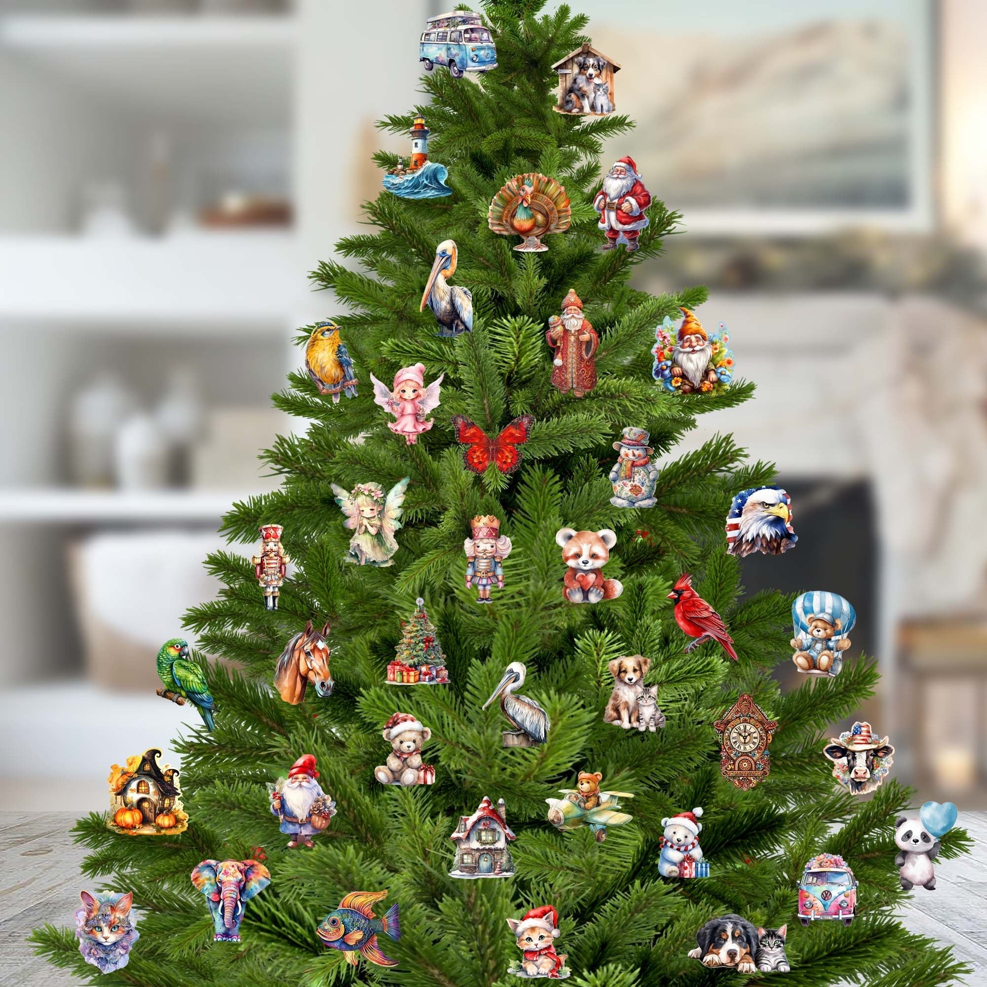 Snowman Decorative Wooden Clip-on Ornaments Set of 6 by G. Debrekht - Christmas Decor - 8090023C-S6
