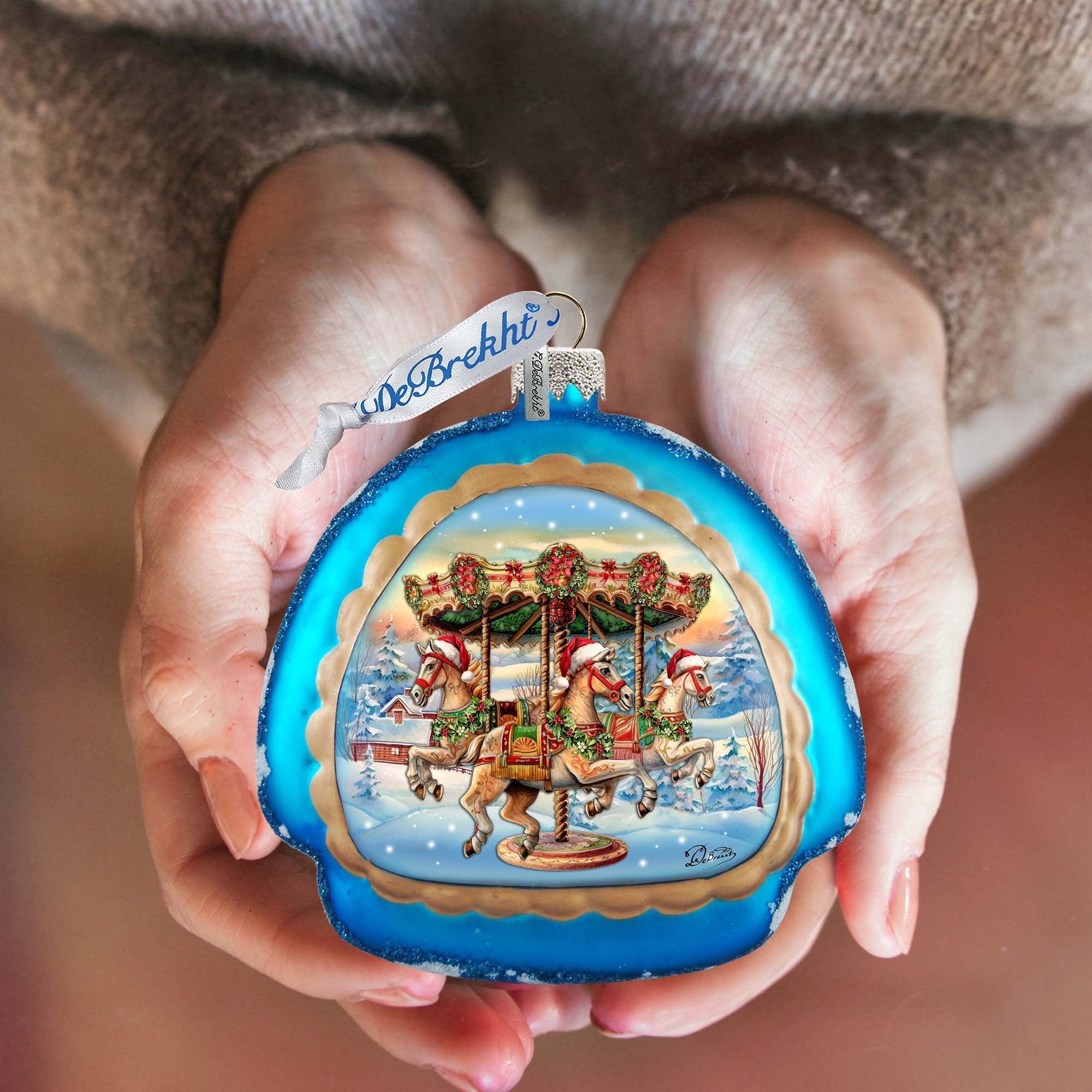 Christmas Carousel Rainbow Glass Ornament by G. Debrekht - Christmas Decor - 756-021