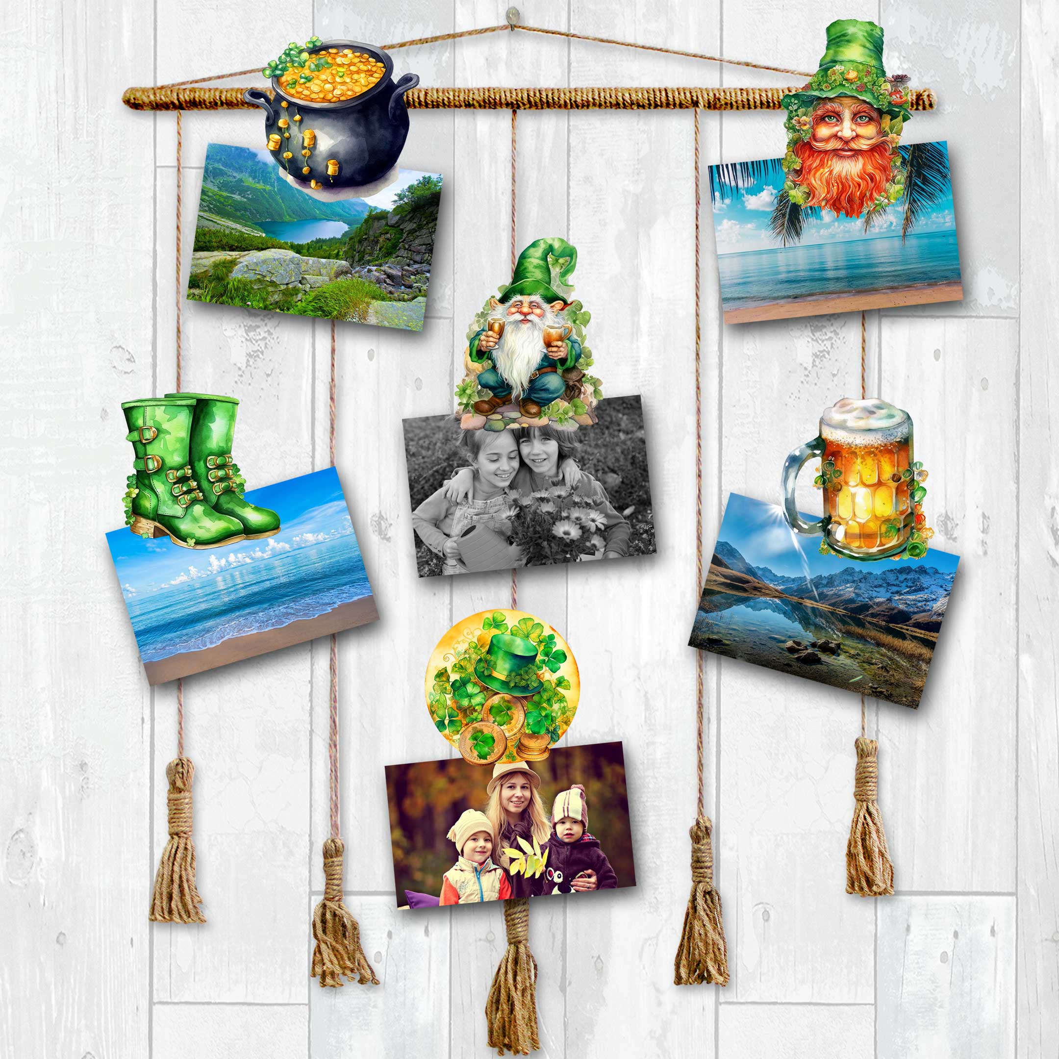 St. Patrick Day Decorative Wooden Clip-on Ornaments Set of 6 by G. Debrekht - St. Patrick Day Decor - 8090058C-S6