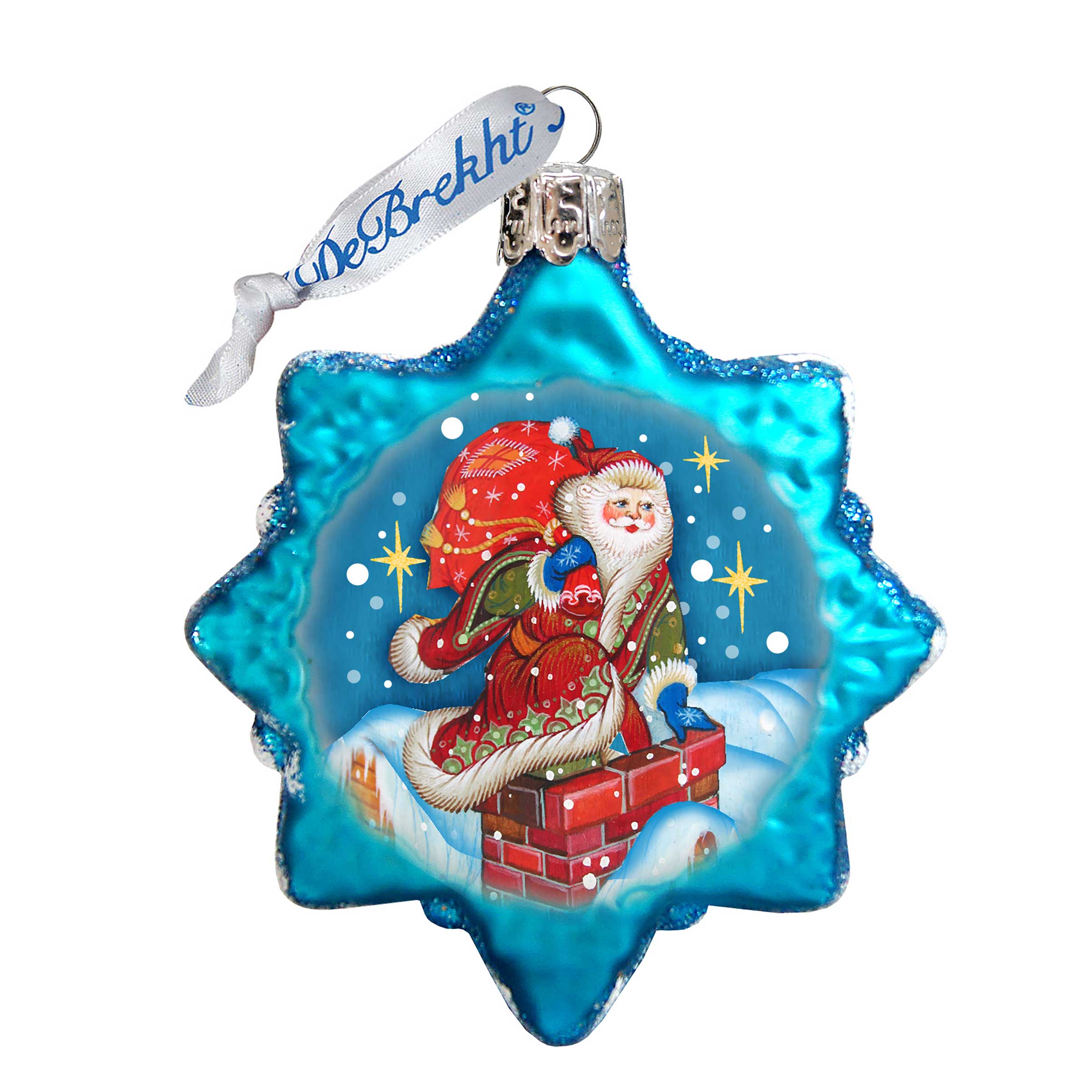 Through the Roof Santa Mercury Glass Ornament by G. DeBrekht - Christmas Santa Snowman Decor - 777387
