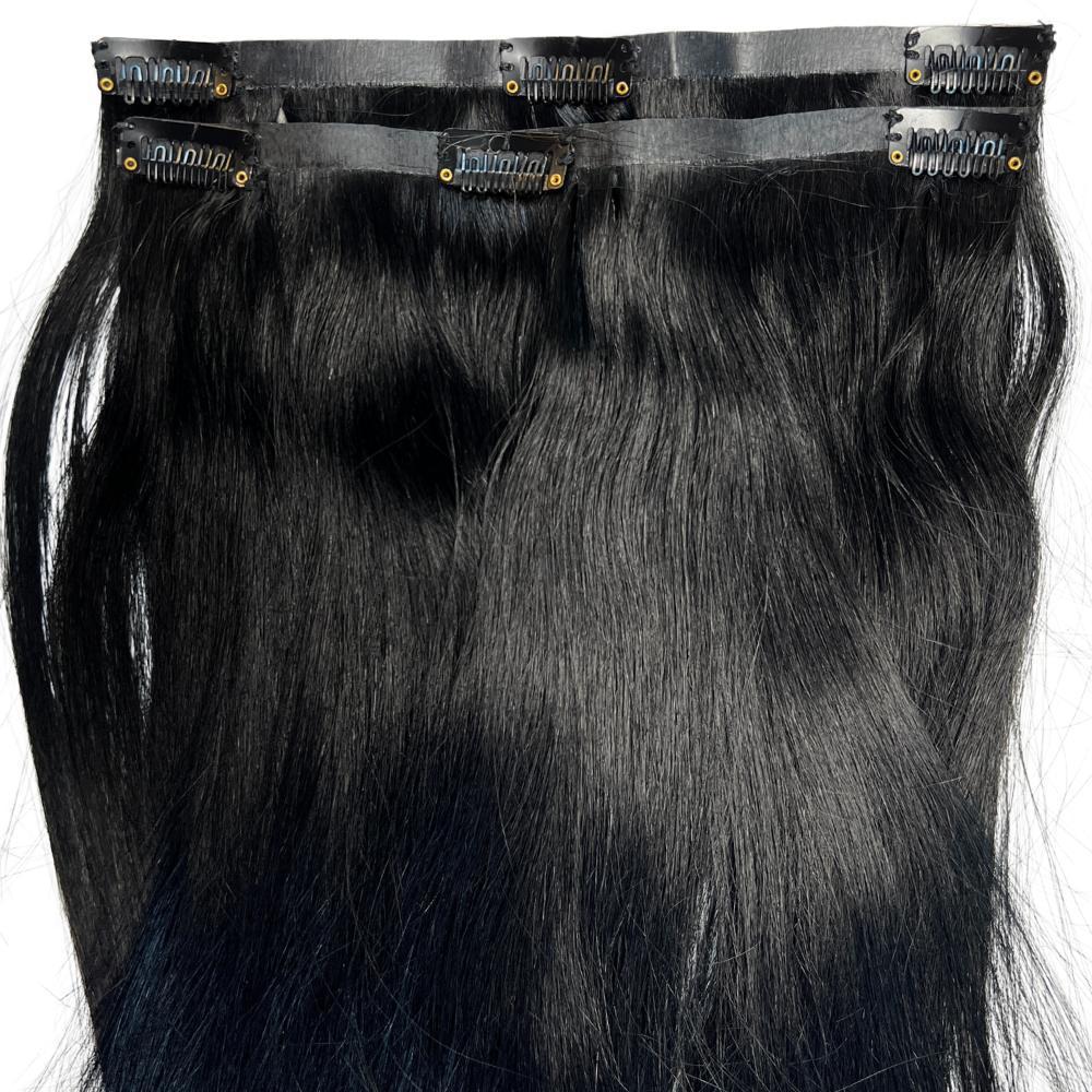Jet Black Seamless Clip-In 100% Human Hair Extensions