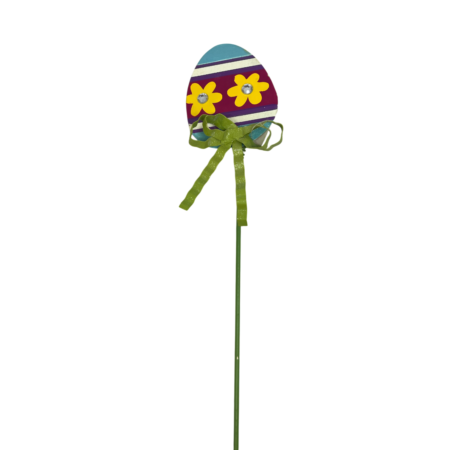 15 Inch Metal & Wood Spring Stake - Egg