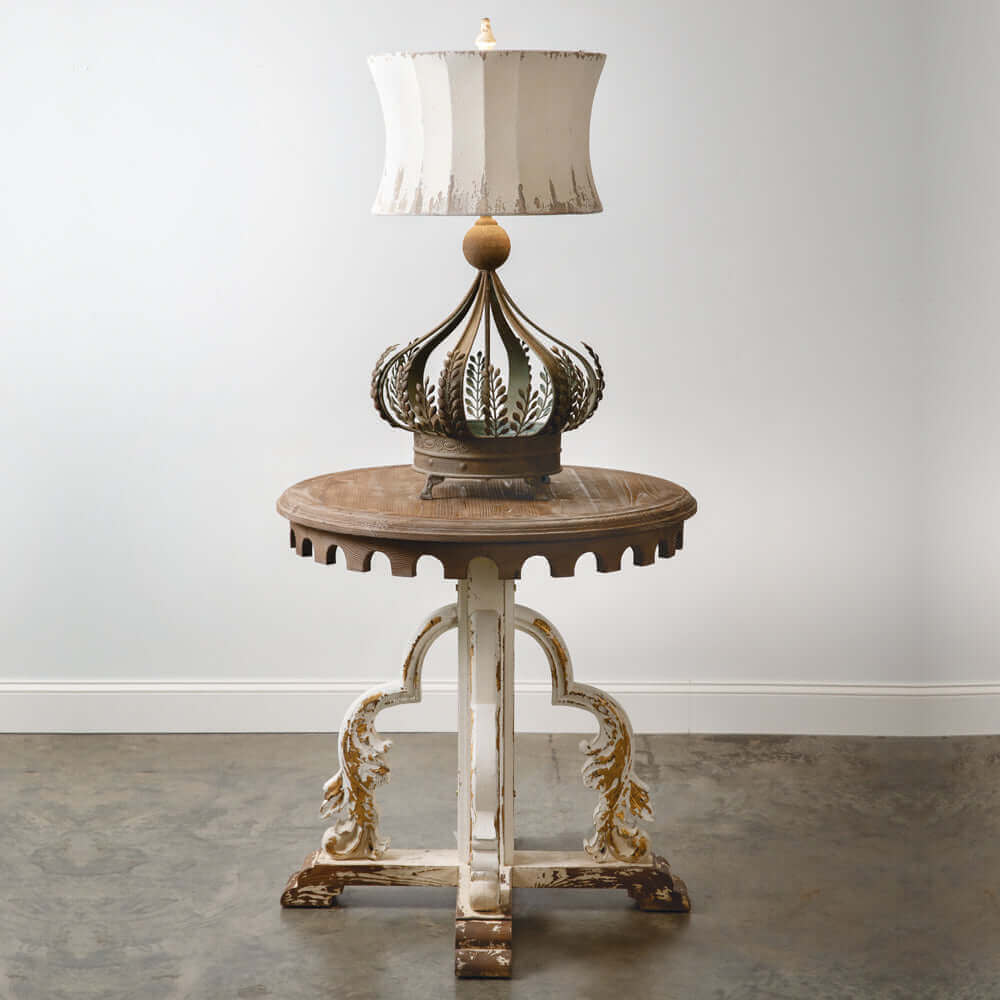 Decorative Vintage Inspired Table Lamp with Metal Filigree Leaves