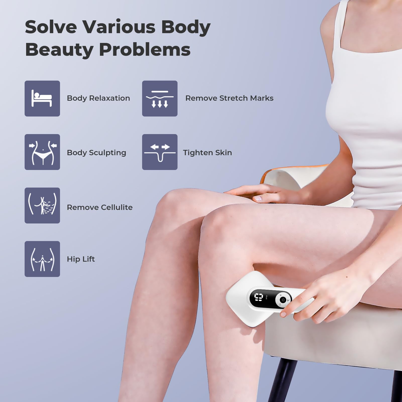 Depsoul Cellulite Massager for Women Handheld Body Massager - Cordless Massager for Belly, Arm, Waist, Leg, Butt, Back, White-4g9722
