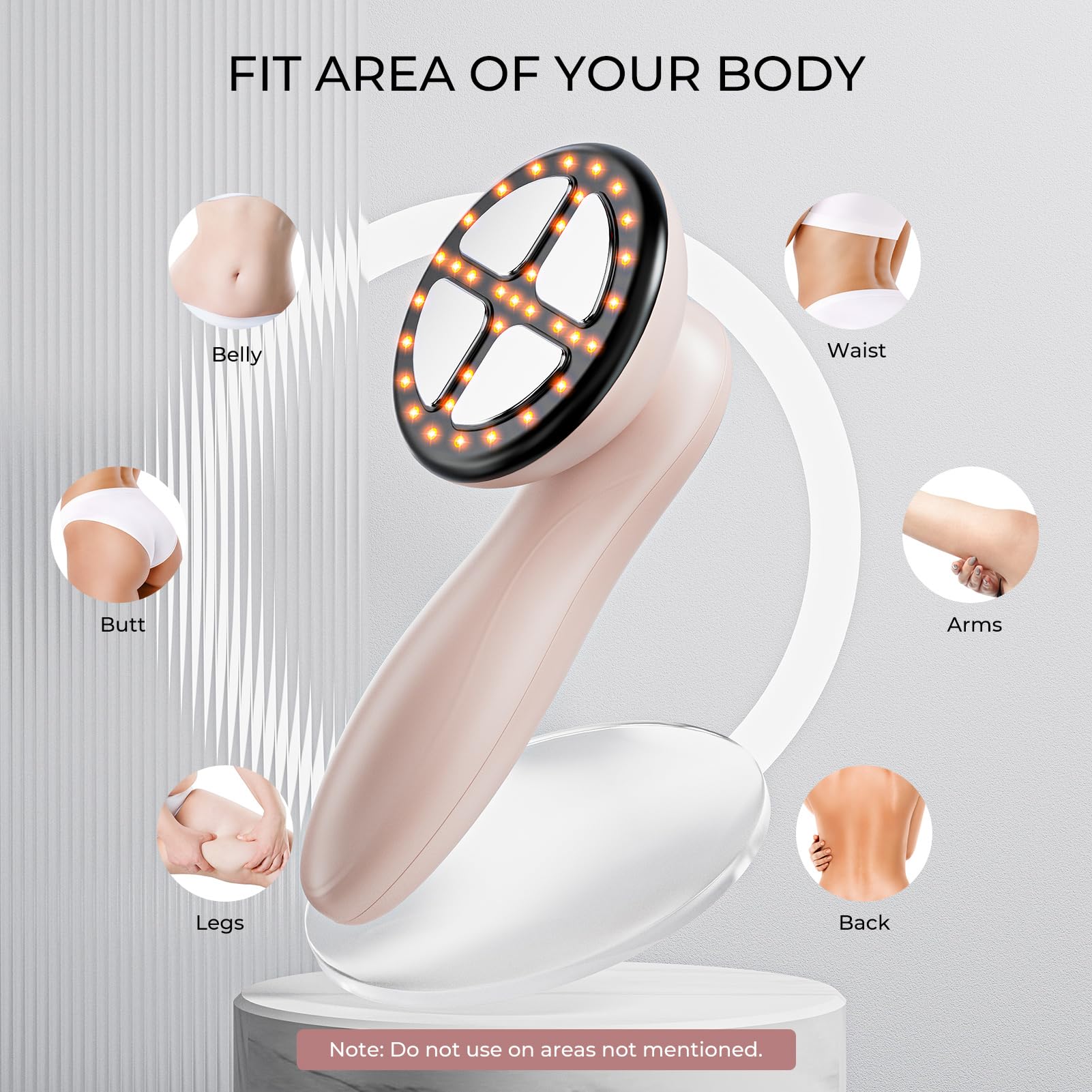 Depsoul Cellulite Massager for Women Handheld Body Massager - Cordless Massager for Belly, Arm, Waist, Leg, Butt, Back, White-4g9722