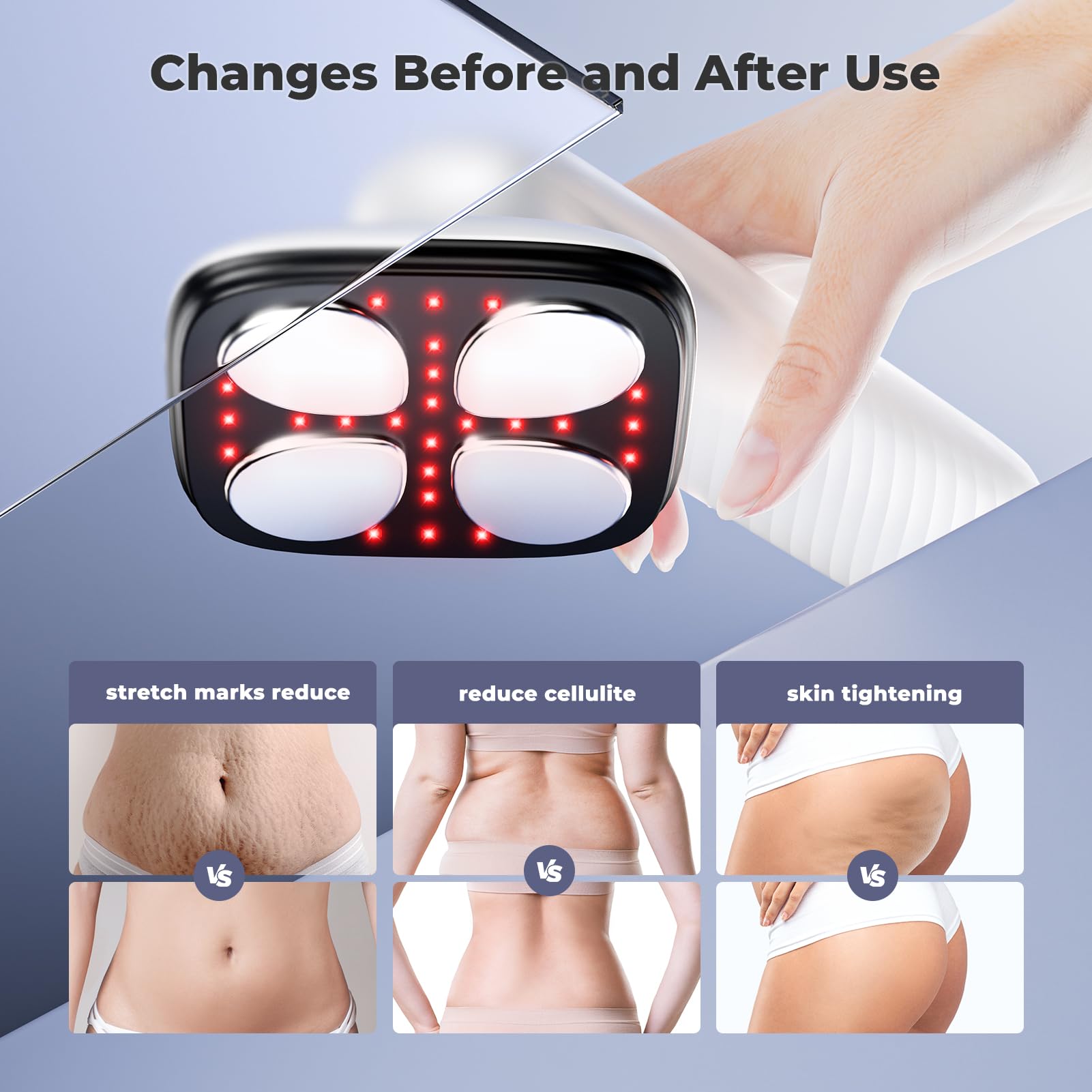 Depsoul Cellulite Massager for Women Handheld Body Massager - Cordless Massager for Belly, Arm, Waist, Leg, Butt, Back, White-4g9722