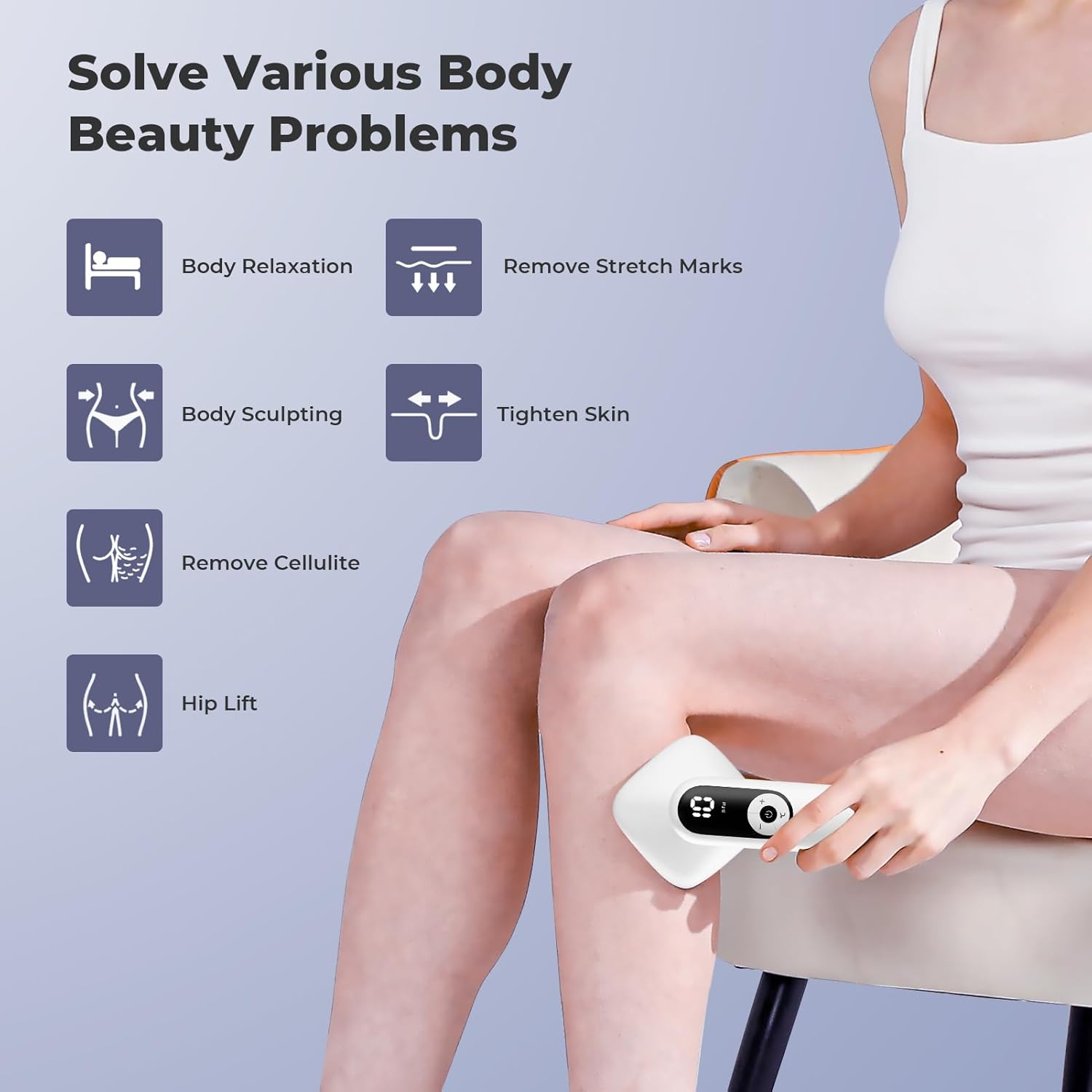 Depsoul Cellulite Massager for Women Handheld Body Massager - Cordless Massager for Belly, Arm, Waist, Leg, Butt, Back, White-4g9722