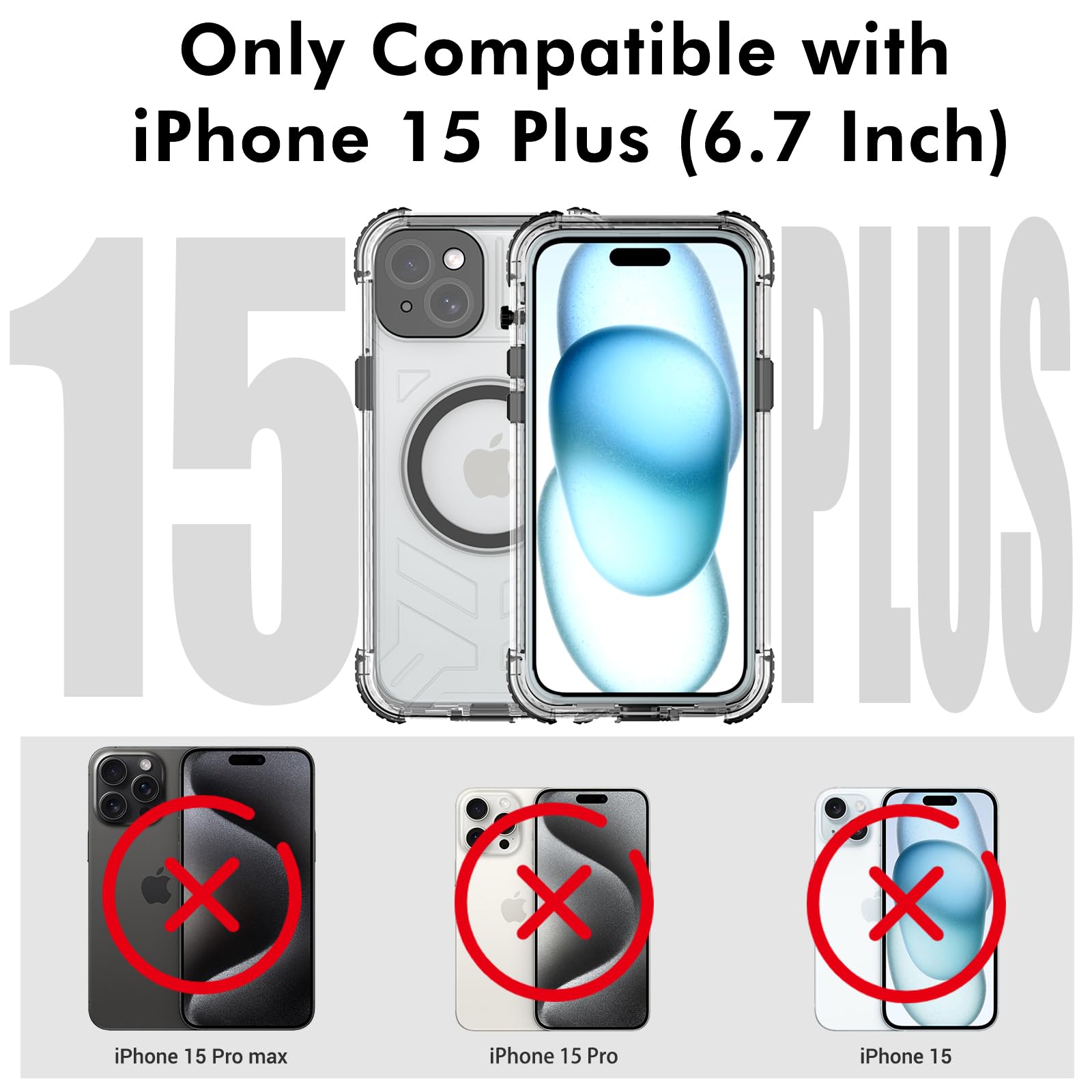 Designed for iPhone 15 Pro Max Metal Waterproof Case with Built-in Screen Protector, Metal Tough Cover Shockproof Dustproof Sturdy Durable Protective Case for iPhone 15 Pro Max