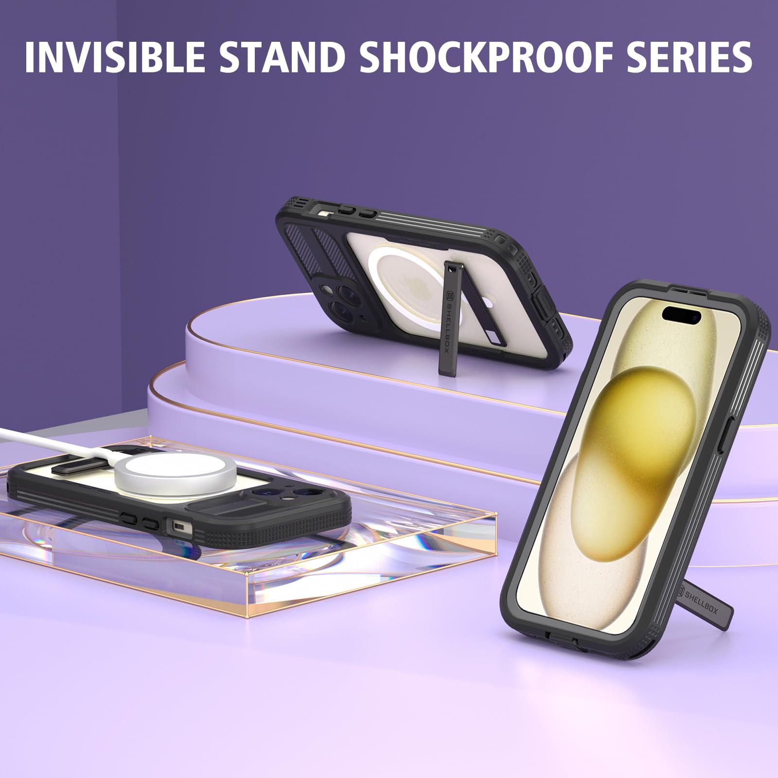 Designed for iPhone 15 Pro Max Metal Waterproof Case with Built-in Screen Protector, Metal Tough Cover Shockproof Dustproof Sturdy Durable Protective Case for iPhone 15 Pro Max