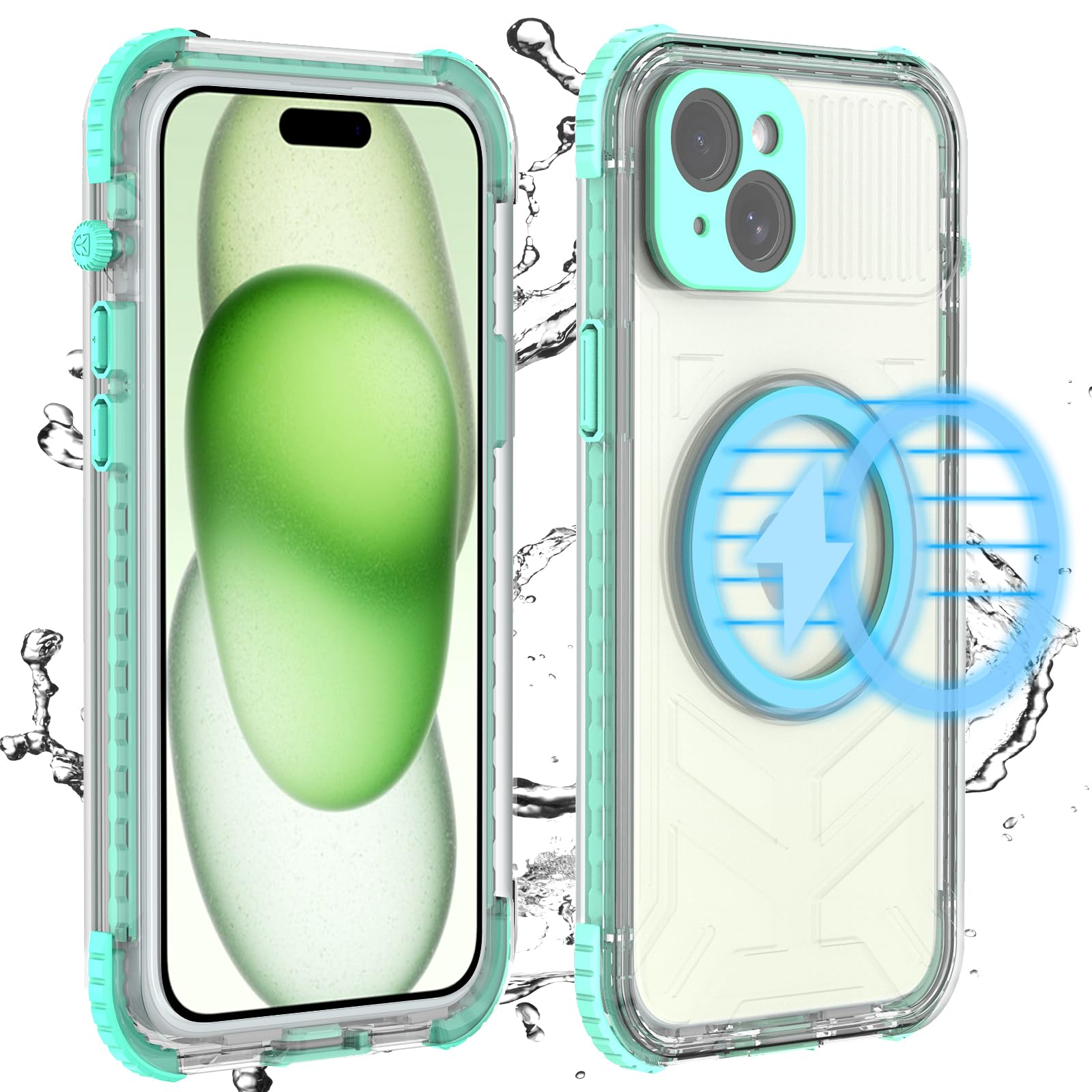 Designed for iPhone 15 Pro Max Metal Waterproof Case with Built-in Screen Protector, Metal Tough Cover Shockproof Dustproof Sturdy Durable Protective Case for iPhone 15 Pro Max