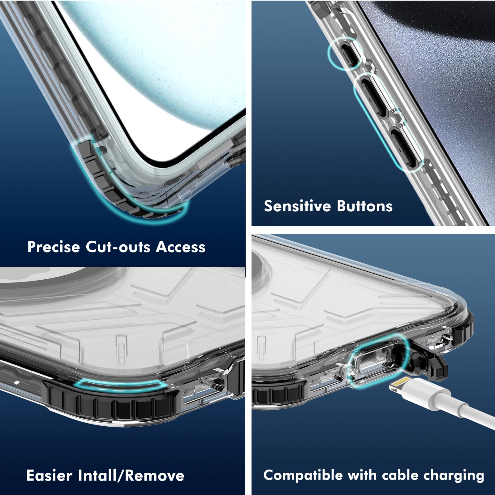 Designed for iPhone 15 Pro Max Metal Waterproof Case with Built-in Screen Protector, Metal Tough Cover Shockproof Dustproof Sturdy Durable Protective Case for iPhone 15 Pro Max