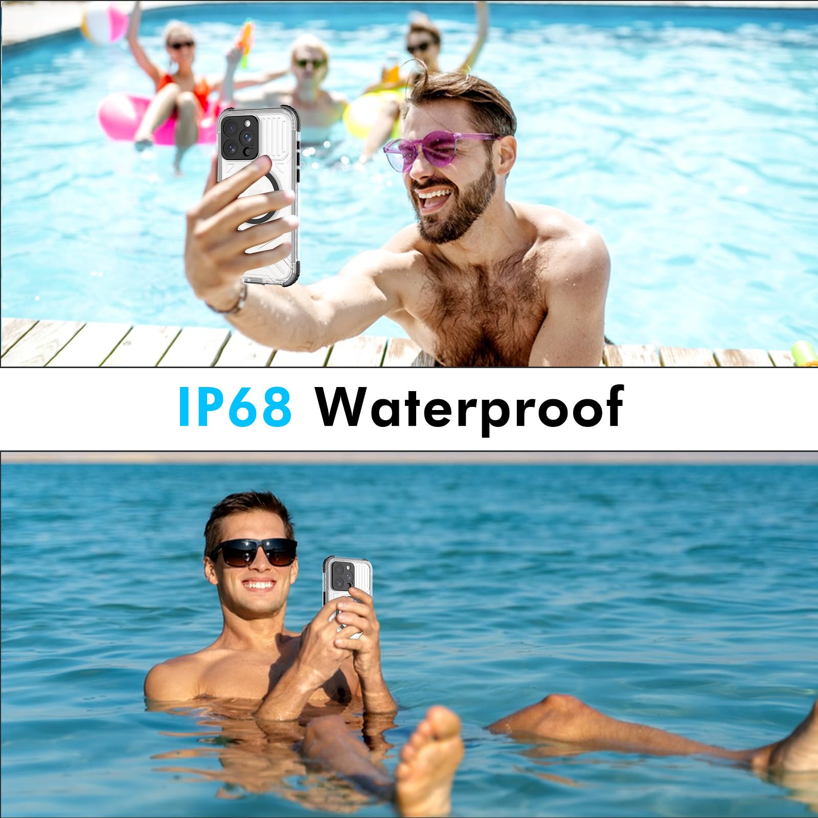 Designed for iPhone 15 Pro Max Metal Waterproof Case with Built-in Screen Protector, Metal Tough Cover Shockproof Dustproof Sturdy Durable Protective Case for iPhone 15 Pro Max