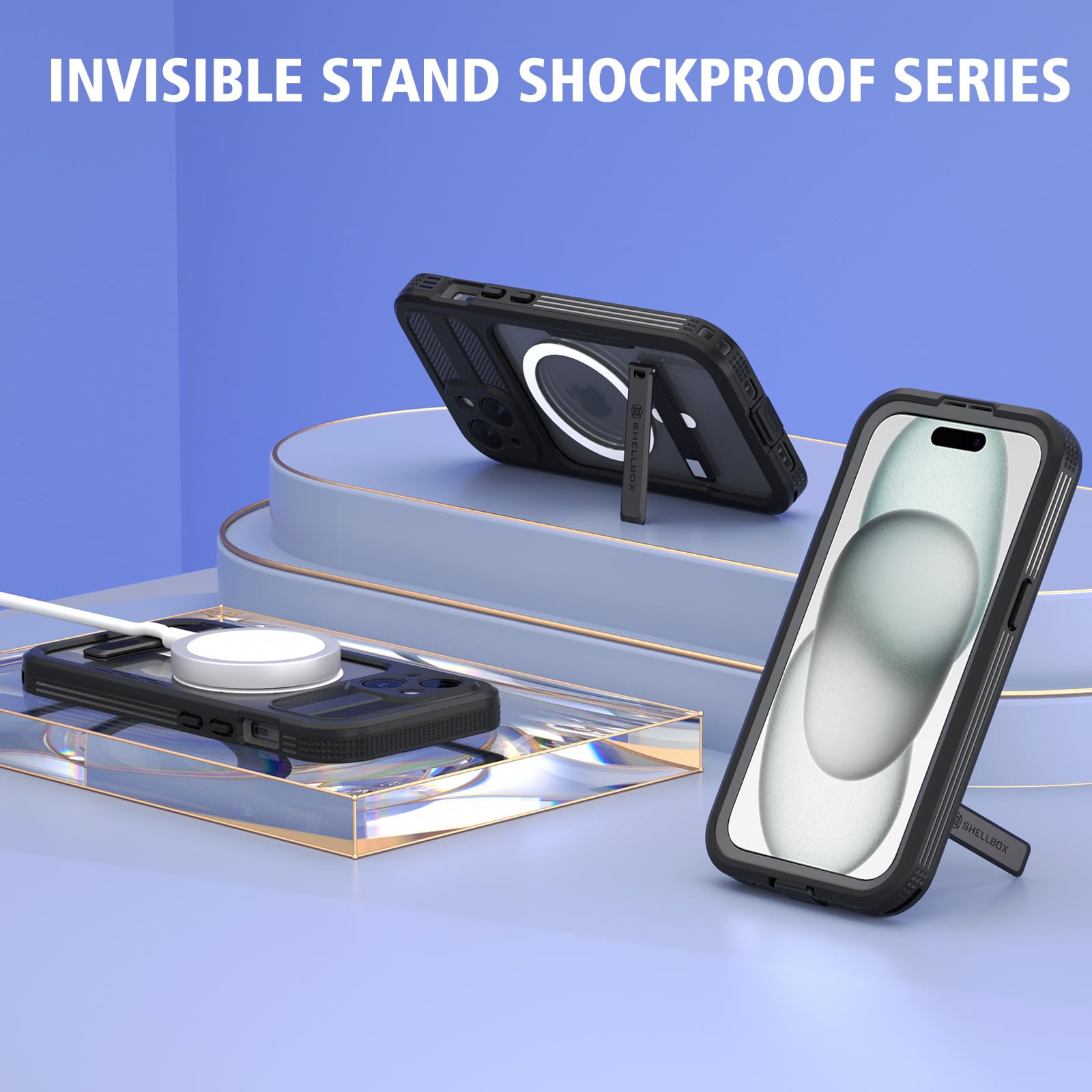 Designed for iPhone 15 Pro Max Metal Waterproof Case with Built-in Screen Protector, Metal Tough Cover Shockproof Dustproof Sturdy Durable Protective Case for iPhone 15 Pro Max