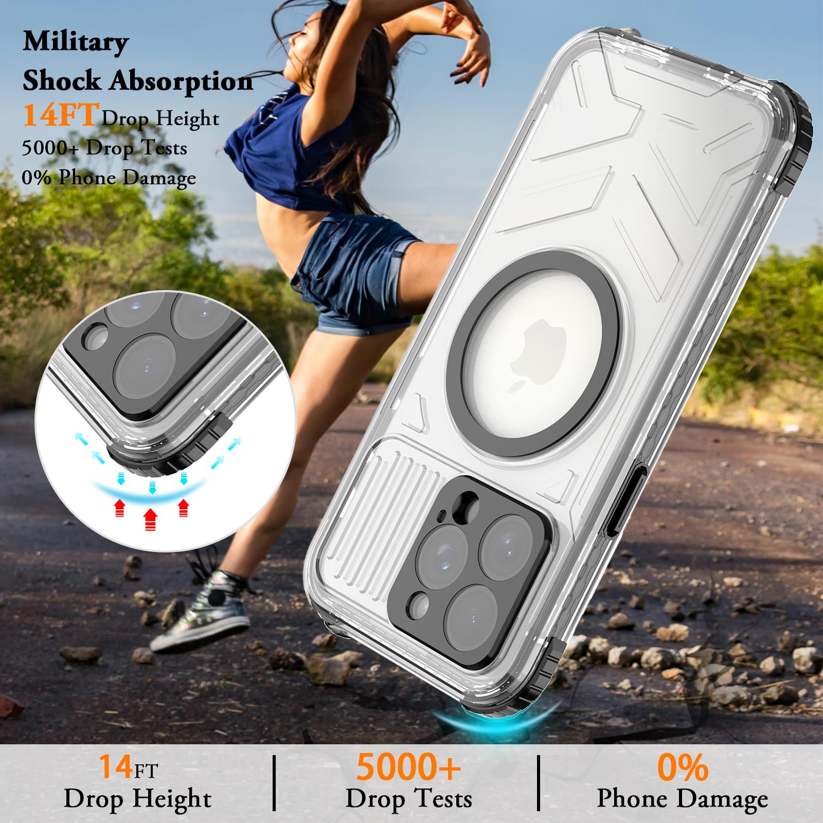 Designed for iPhone 15 Pro Max Metal Waterproof Case with Built-in Screen Protector, Metal Tough Cover Shockproof Dustproof Sturdy Durable Protective Case for iPhone 15 Pro Max