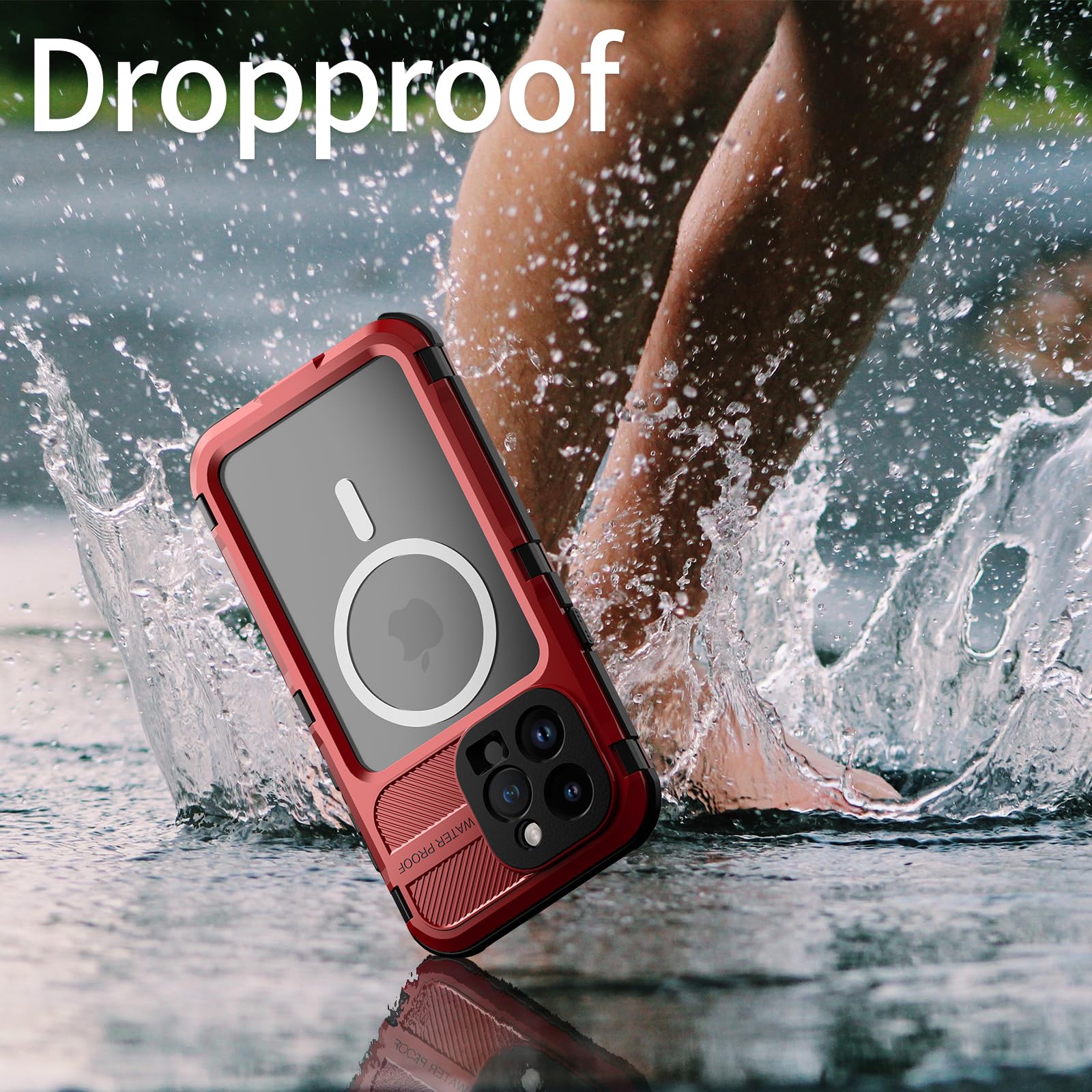 Designed for iPhone 15 Pro Max Metal Waterproof Case with Built-in Screen Protector, Metal Tough Cover Shockproof Dustproof Sturdy Durable Protective Case for iPhone 15 Pro Max