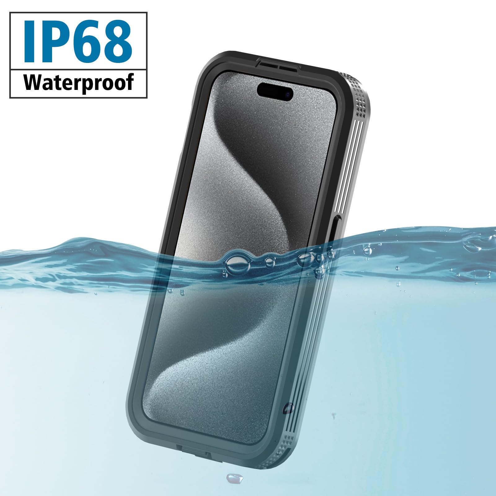 Designed for iPhone 15 Pro Max Metal Waterproof Case with Built-in Screen Protector, Metal Tough Cover Shockproof Dustproof Sturdy Durable Protective Case for iPhone 15 Pro Max