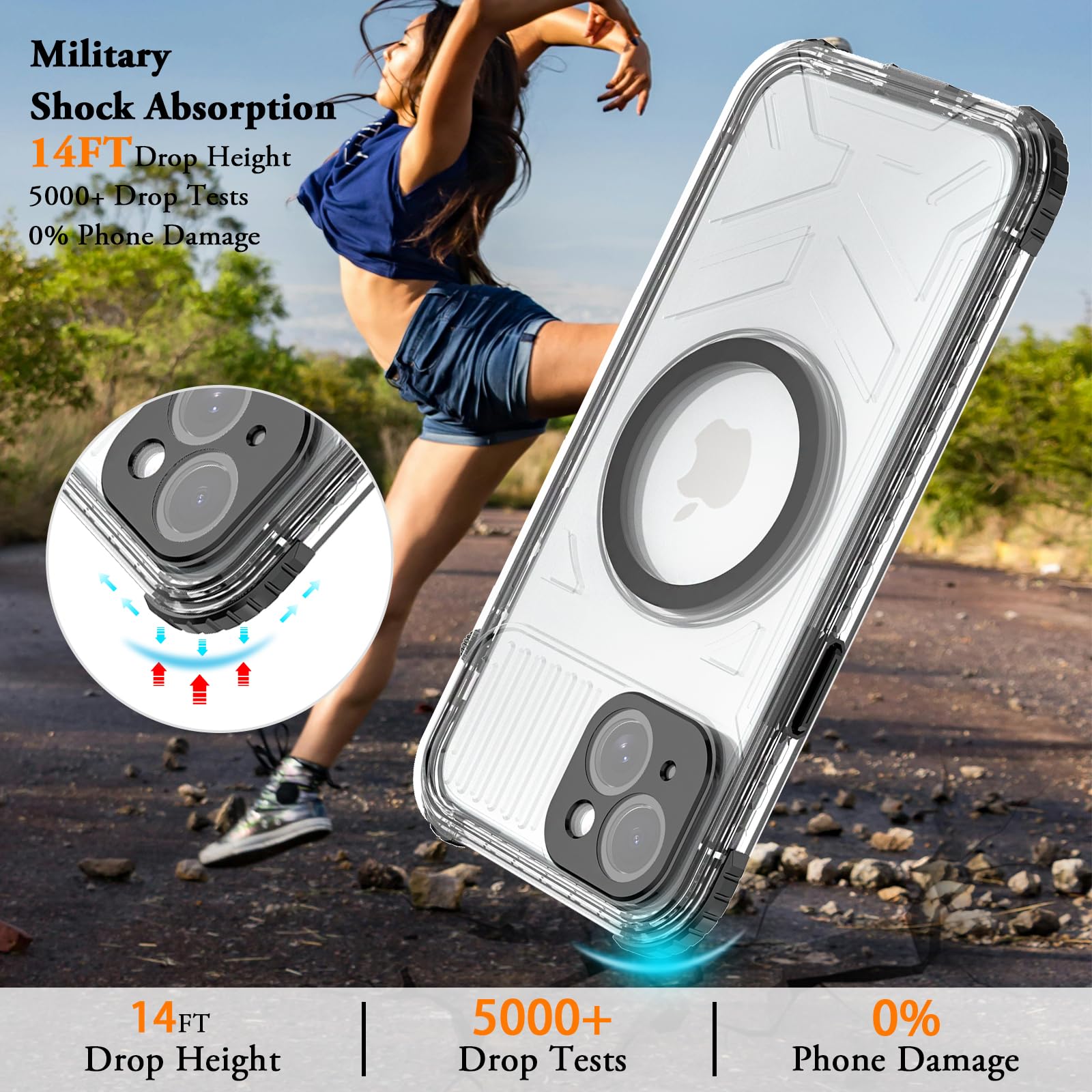 Designed for iPhone 15 Pro Max Metal Waterproof Case with Built-in Screen Protector, Metal Tough Cover Shockproof Dustproof Sturdy Durable Protective Case for iPhone 15 Pro Max