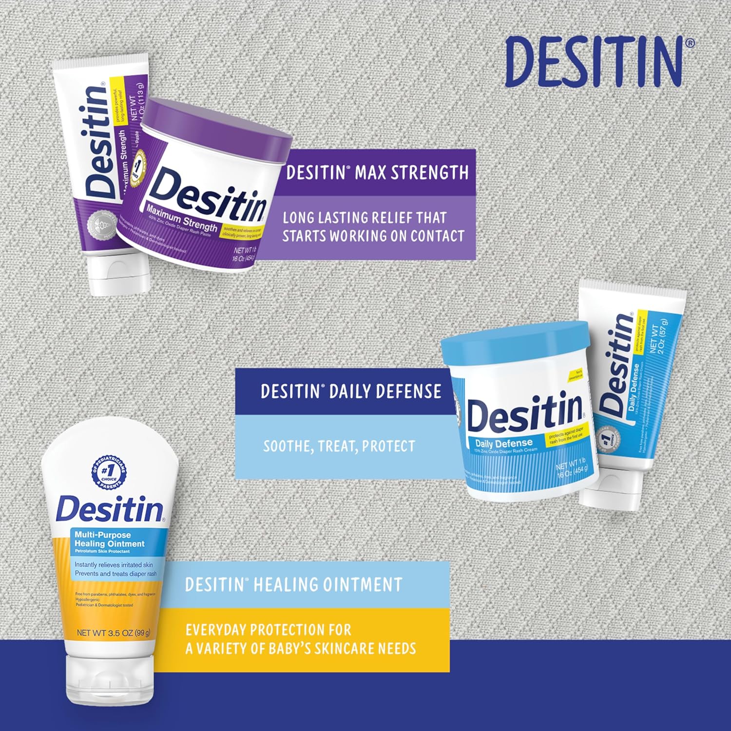 Desitin Maximum Strength Baby Diaper Rash Cream, 40% Zinc Oxide for Treatment, Relief & Prevention, Hypoallergenic, Phthalate- & Paraben-Free Paste, Protects Skin for 12 Hours, 4.8 oz