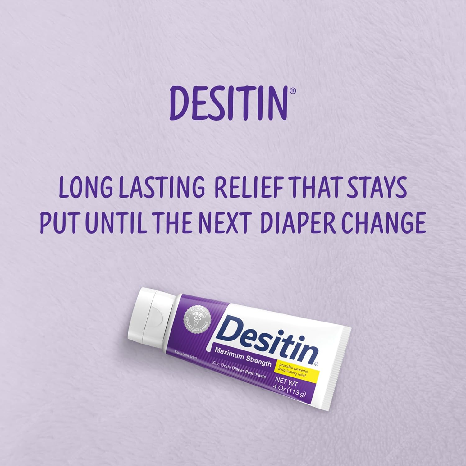 Desitin Maximum Strength Baby Diaper Rash Cream, 40% Zinc Oxide for Treatment, Relief & Prevention, Hypoallergenic, Phthalate- & Paraben-Free Paste, Protects Skin for 12 Hours, 4.8 oz