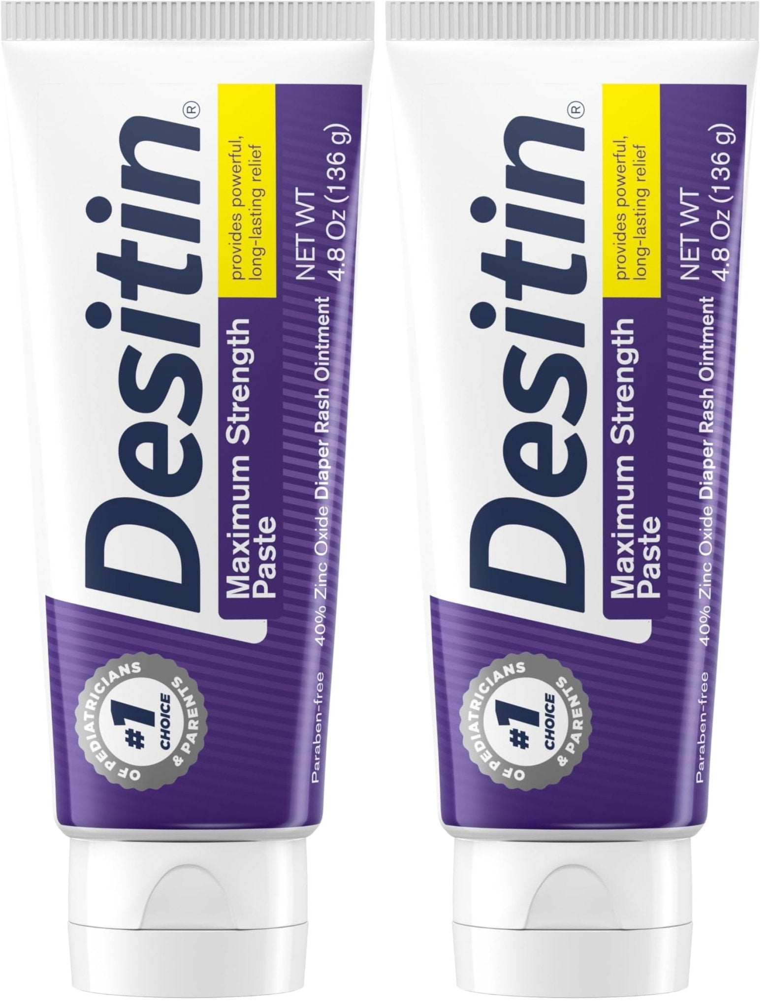 Desitin Maximum Strength Baby Diaper Rash Cream, 40% Zinc Oxide for Treatment, Relief & Prevention, Hypoallergenic, Phthalate- & Paraben-Free Paste, Protects Skin for 12 Hours, 4.8 oz