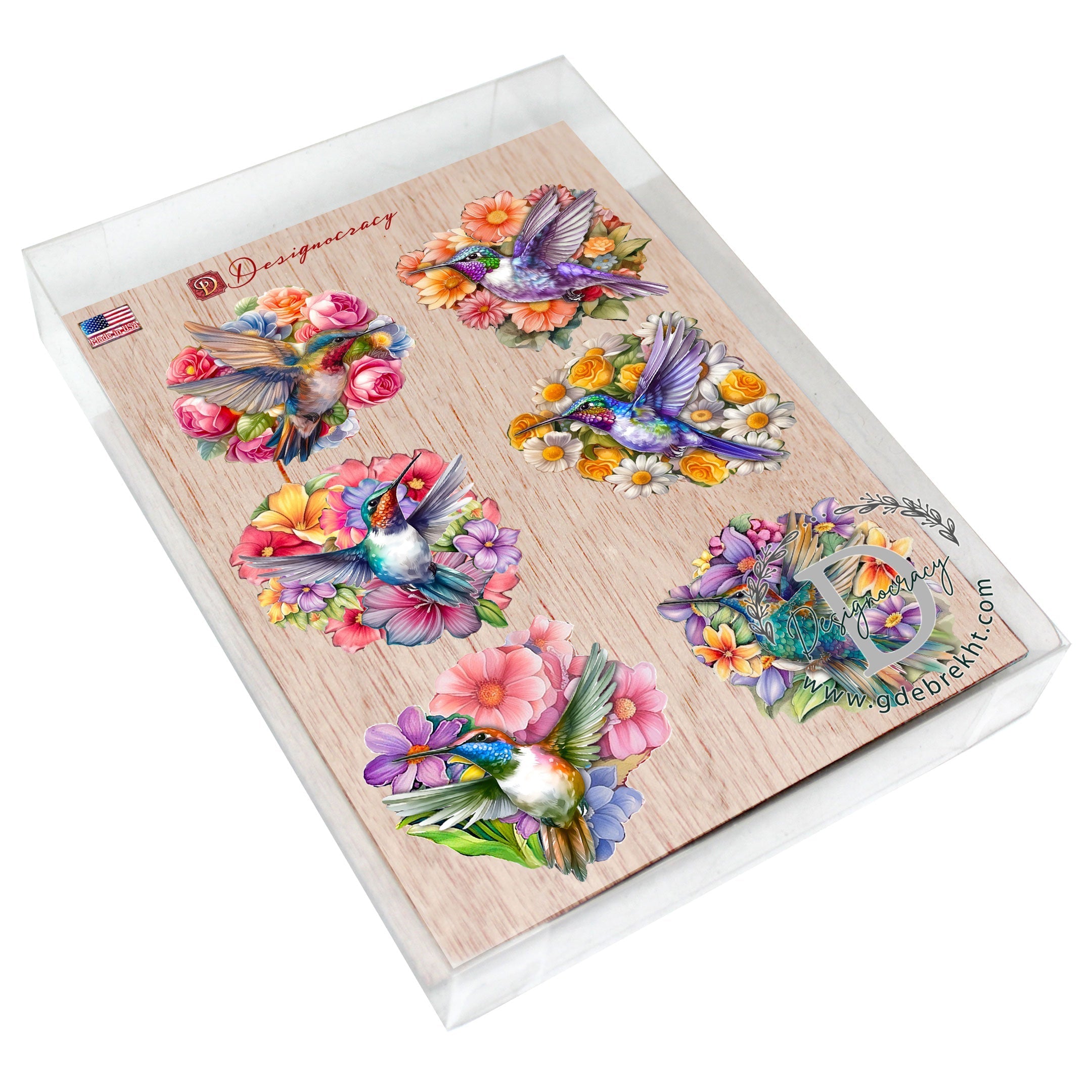 Hummingbirds Decorative Wooden Magnets Set of 6 by G. Debrekht - Wildlife Decor - 8090140G-S6