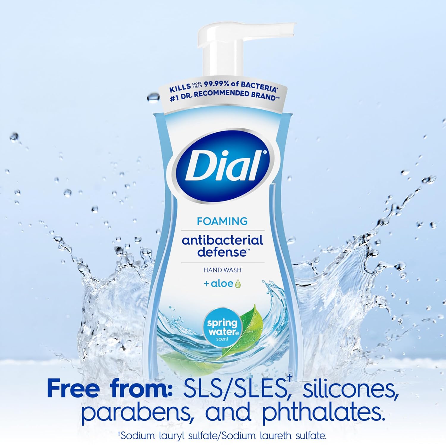 Dial Antibacterial Foaming Hand Wash, Spring Water, 7.5 fl oz (Pack of 6)