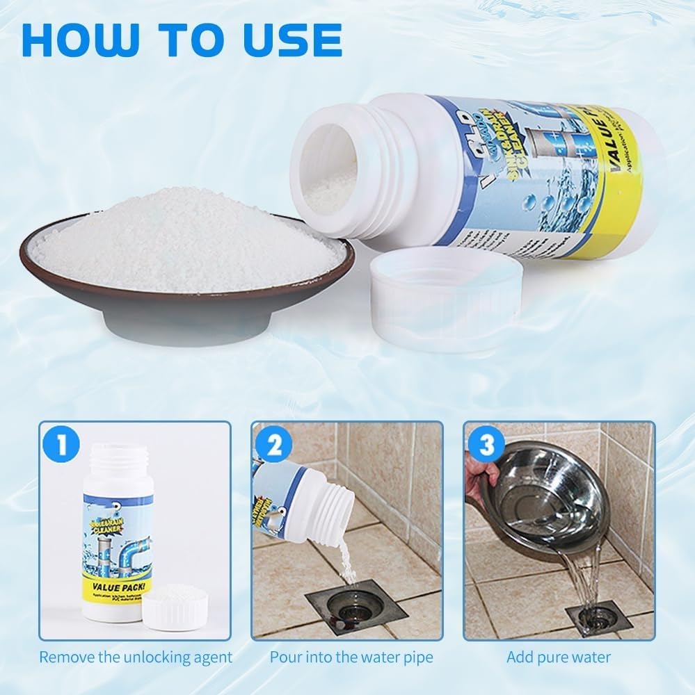 DodoradoDrain Cleaner, Benighty Drain Cleaner, Worldtornado Sink DrainCleaner, Powerful Sink & DrainCleaner, Dredge Blast Pipe Cleaner, Powerful Pipe Dredging Agent for Home Kitchen Toilet (2)