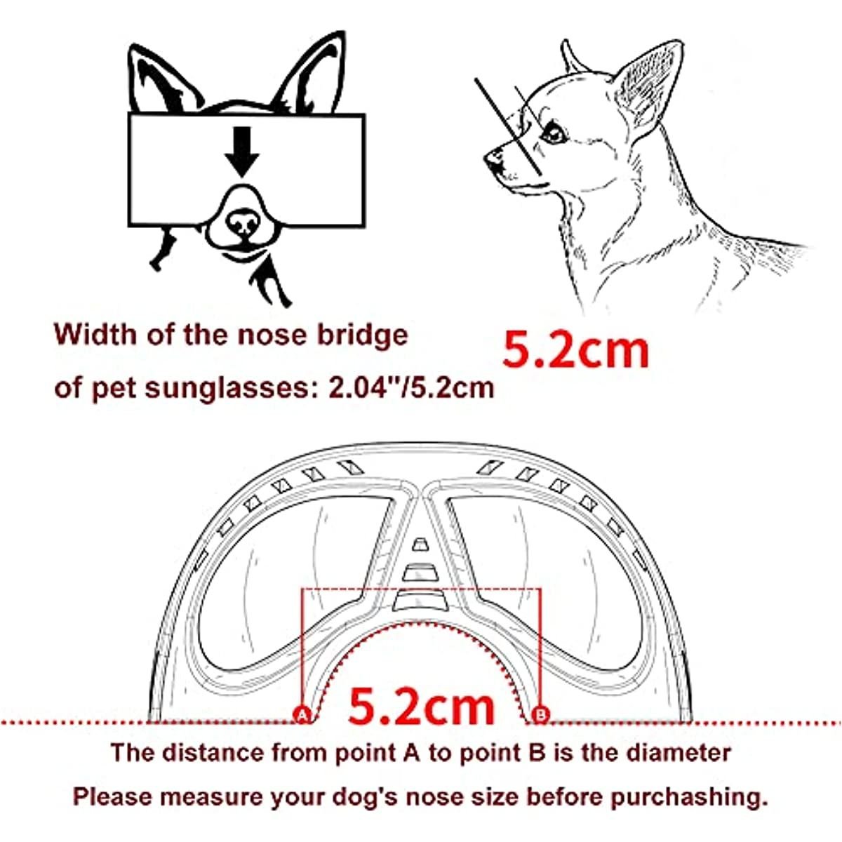 Dog Glasses for Small Breed Dog Goggles Dog UV Sunglasses Windproof Snowproof for Long Snout Dogs Mask with Soft Frame Adjustable Straps Black for Small/Medium Dogs Puppy