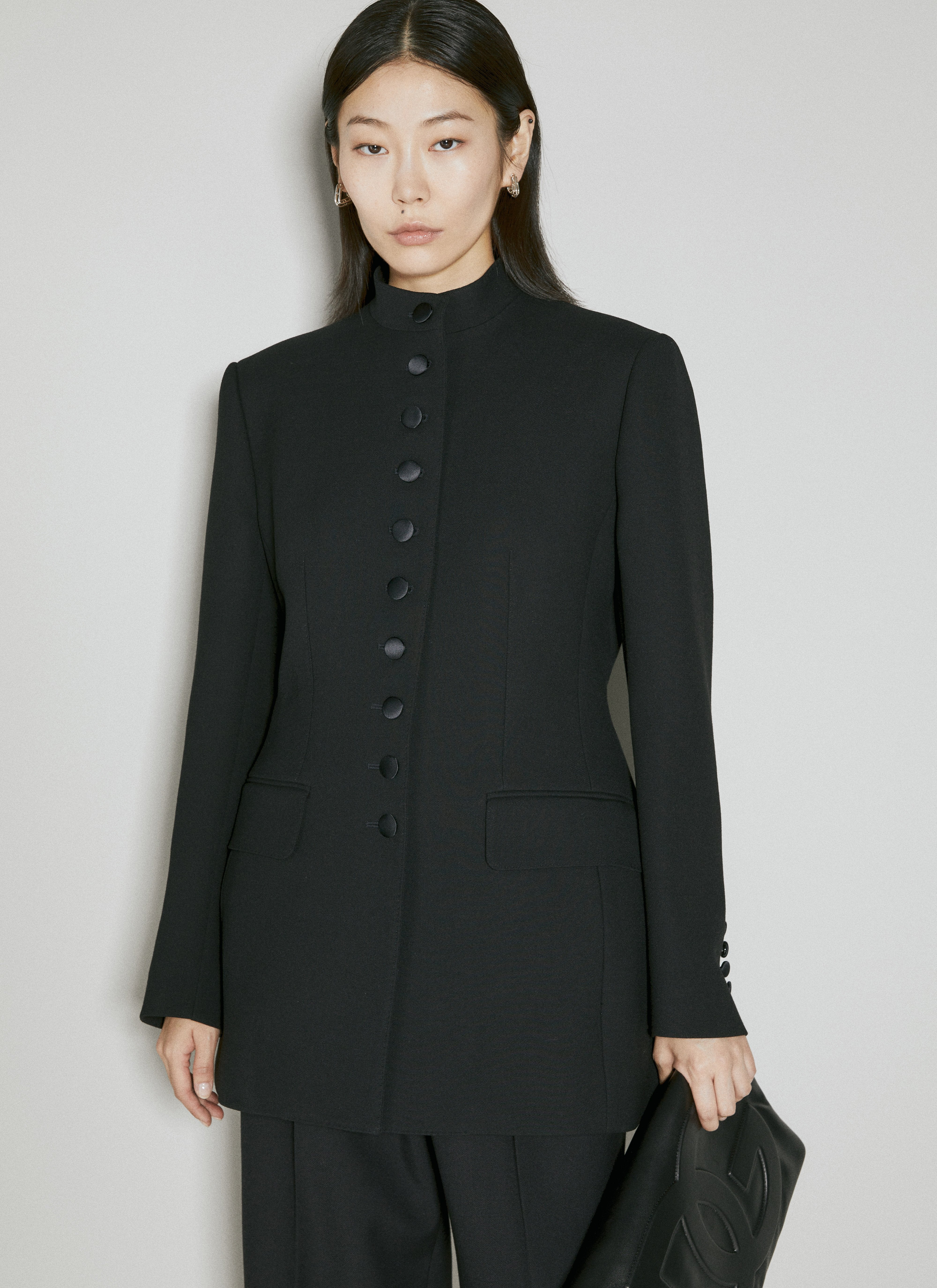 Dolce & Gabbana Women Long Single-Breasted Wool Cady Jacket