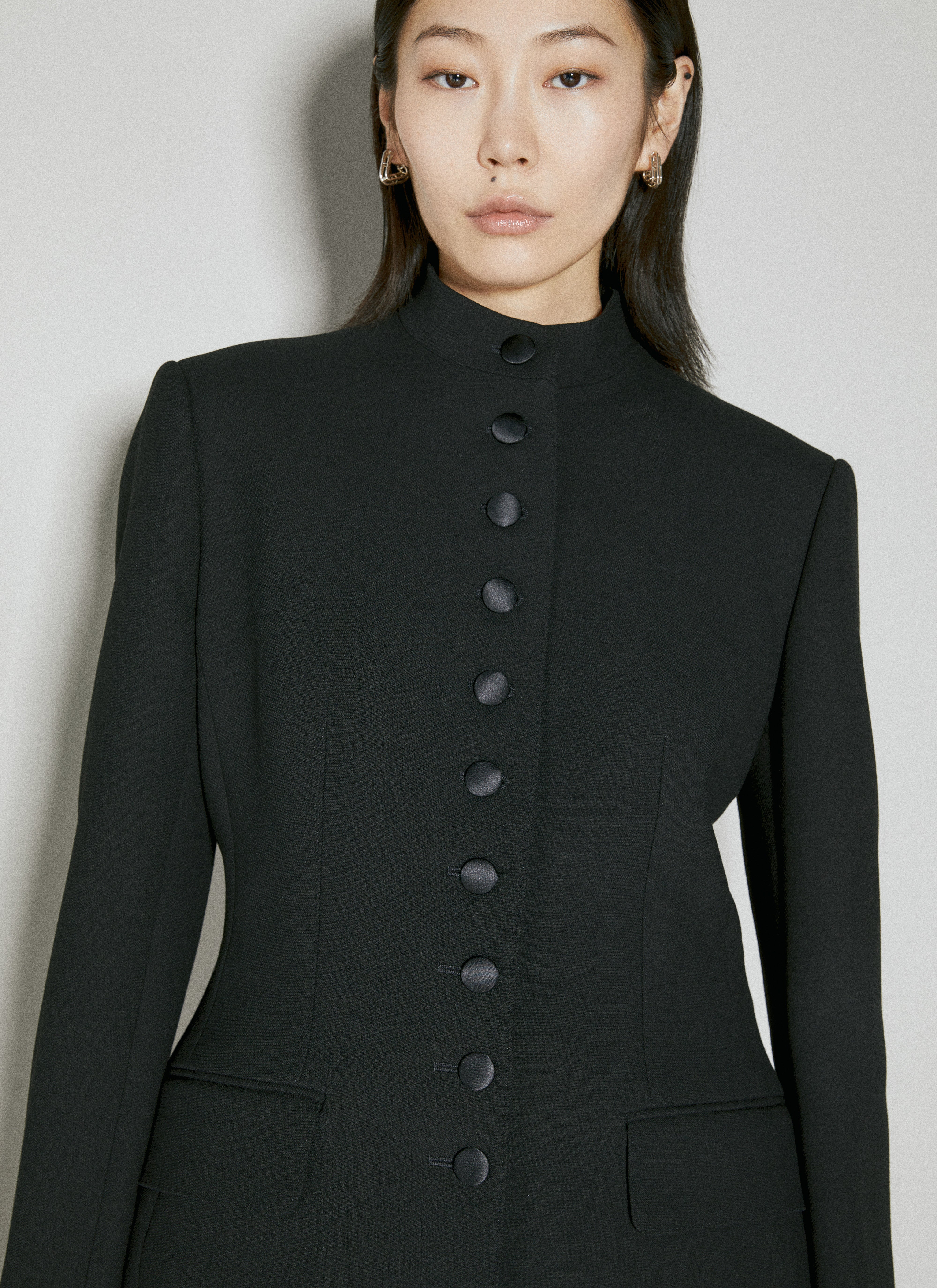 Dolce & Gabbana Women Long Single-Breasted Wool Cady Jacket