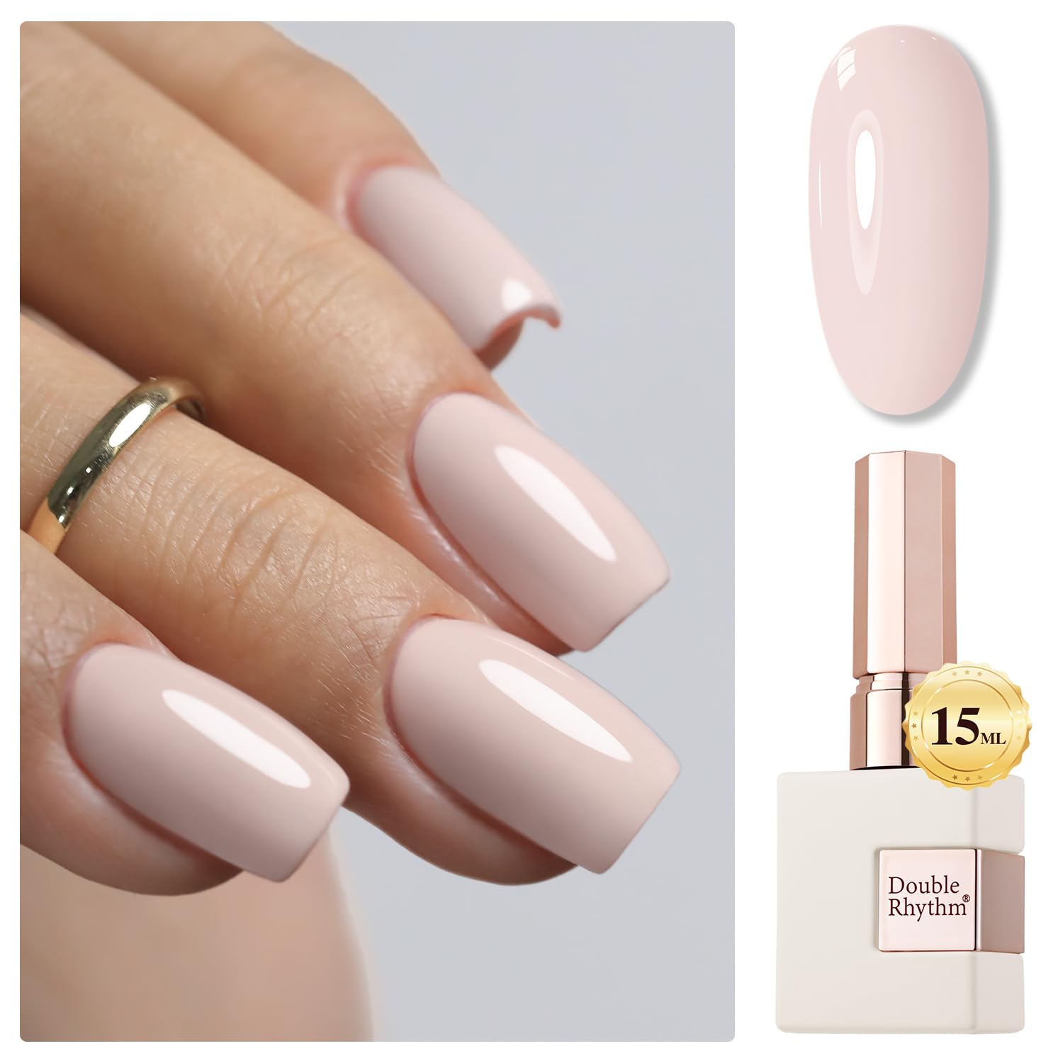 Double Rhythm 15ML Gel Nail Polish Pure Sheer Same Color Same Bottle Soak Off Gel Polish Art Manicure Salon DIY at Home for Women (Milky White-A1075)