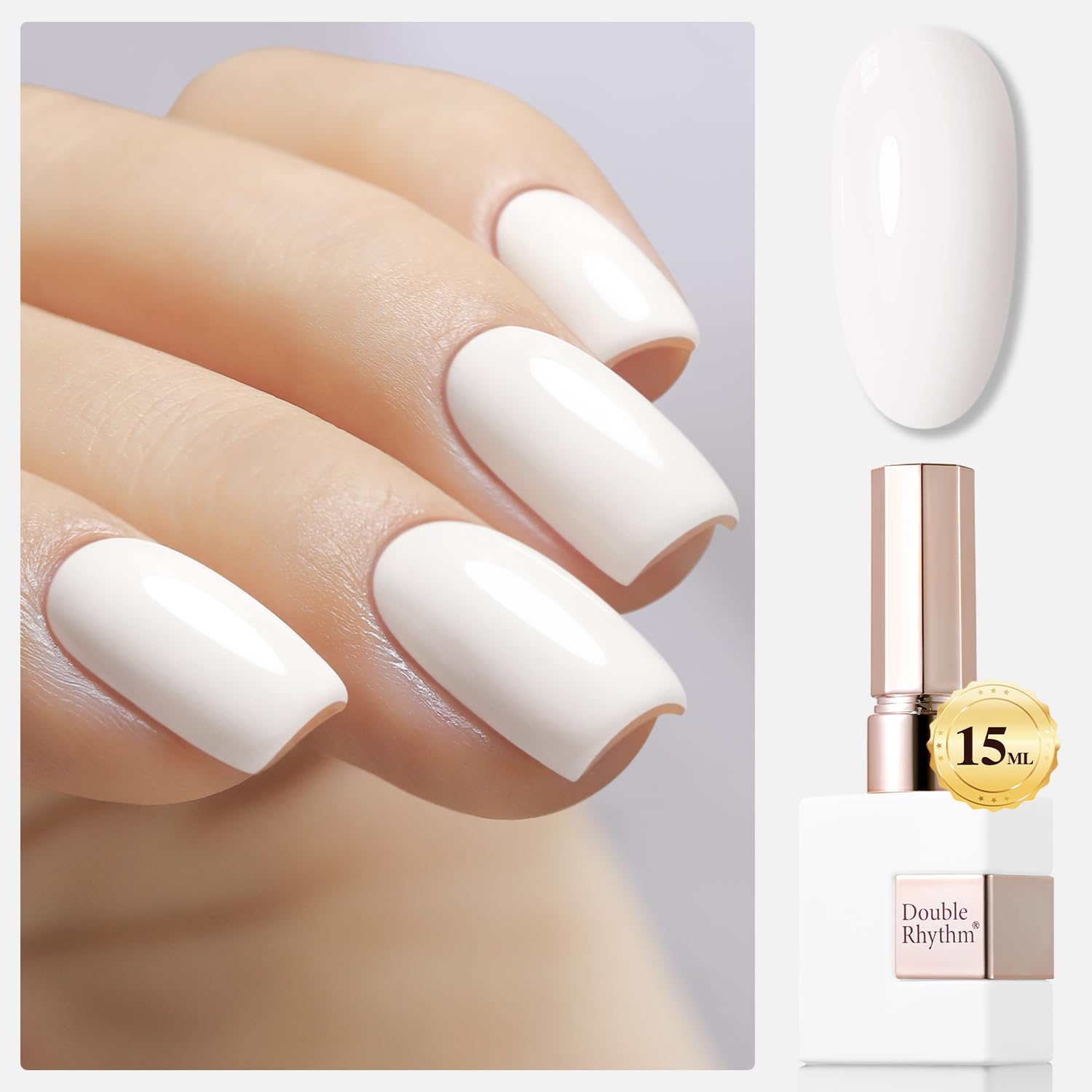 Double Rhythm 15ML Gel Nail Polish Pure Sheer Same Color Same Bottle Soak Off Gel Polish Art Manicure Salon DIY at Home for Women (Milky White-A1075)