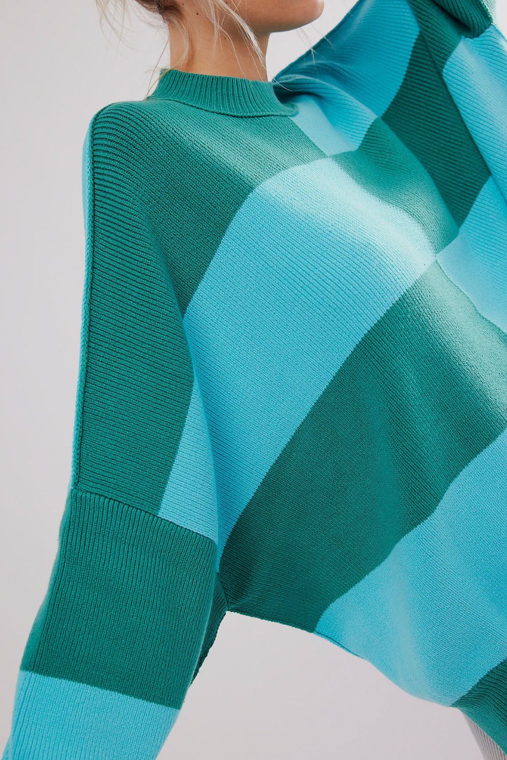 Double Take For Women Slit Color Block Mock Neck Batwing Sleeve Sweater from S to XL