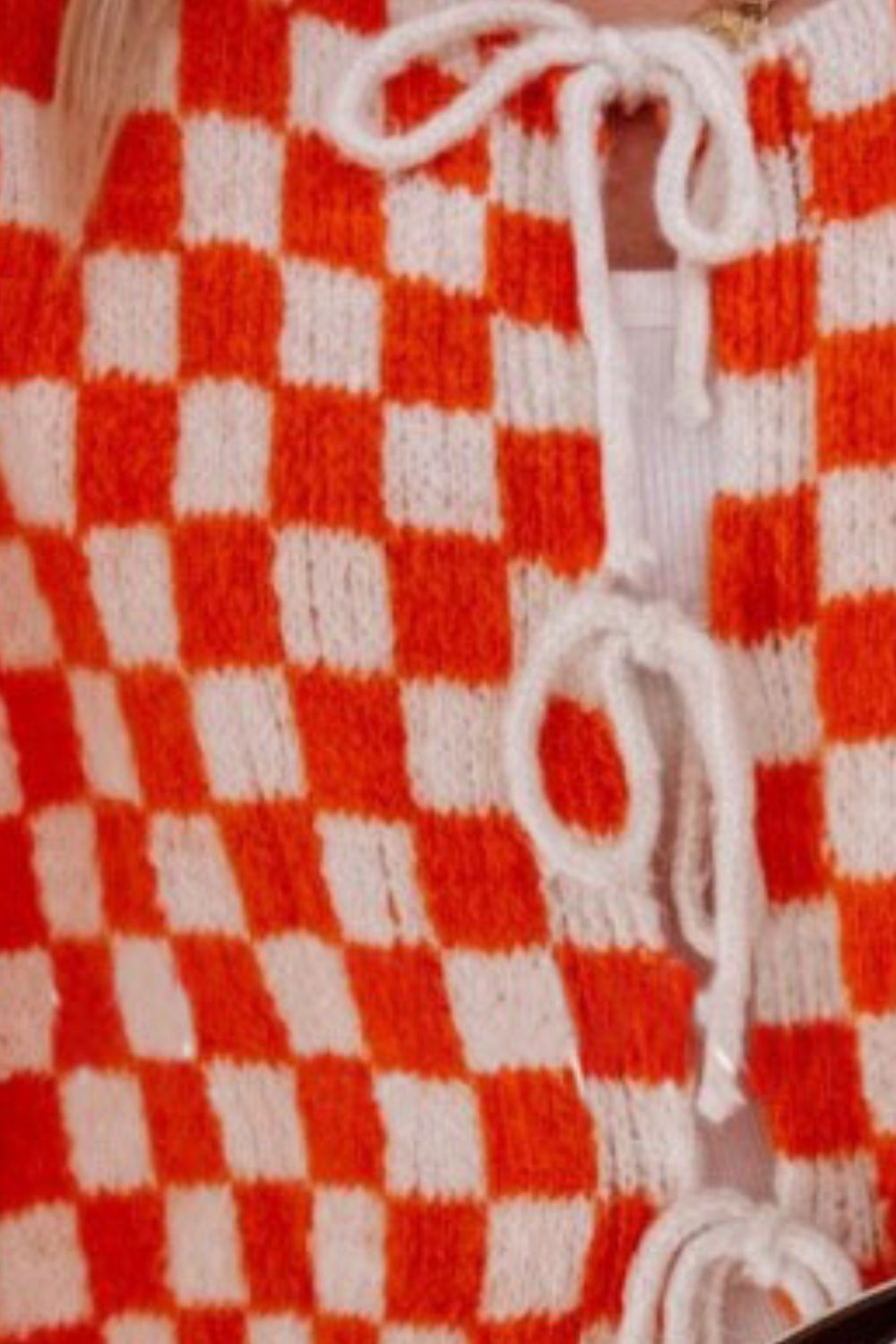 Double Take Tied Checkered Dropped Shoulder Flounce Sleeve Cardigan from S to XL