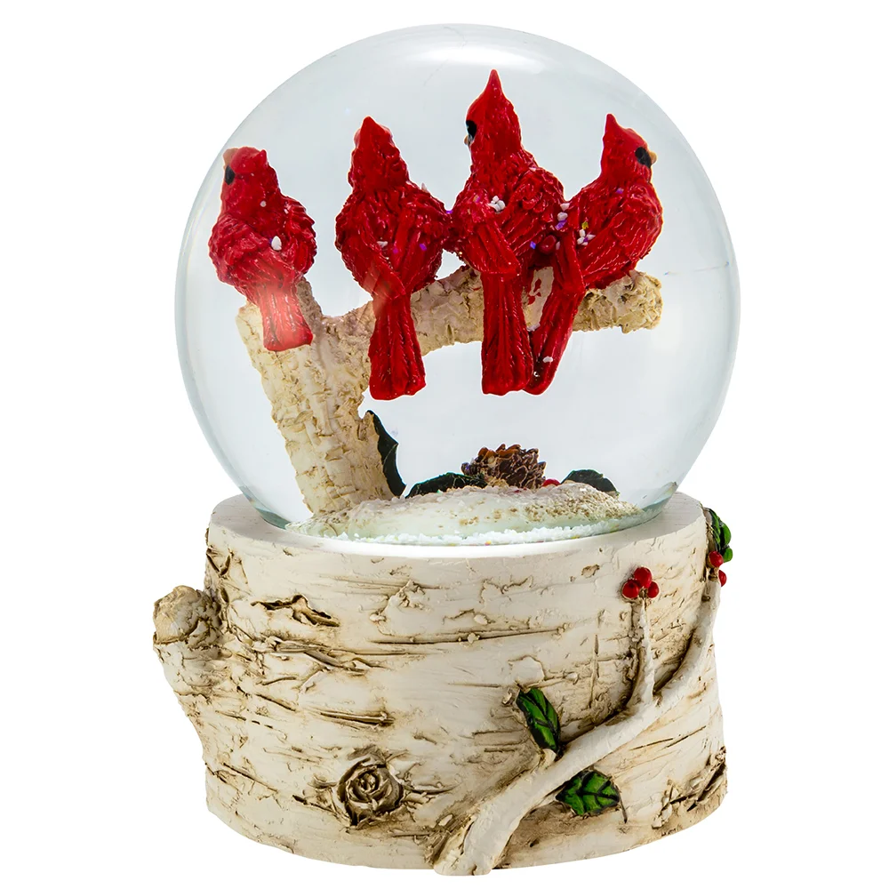 Cardinals With Tree Musical Water Globe - 100mm