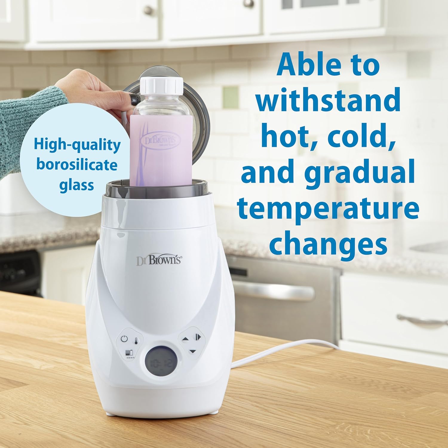 Dr. Brown's Natural Flow Anti-Colic Options+ Narrow Glass Baby Bottle 8 oz/250 mL, with Level 1 Slow Flow Nipple, 2 Pack, 0m+