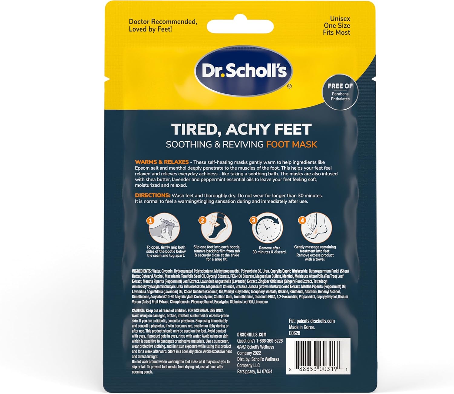 Dr. Scholl's® Tired, Achy Feet Soothing & Reviving Foot Mask, 3 Pair, Warming Booties