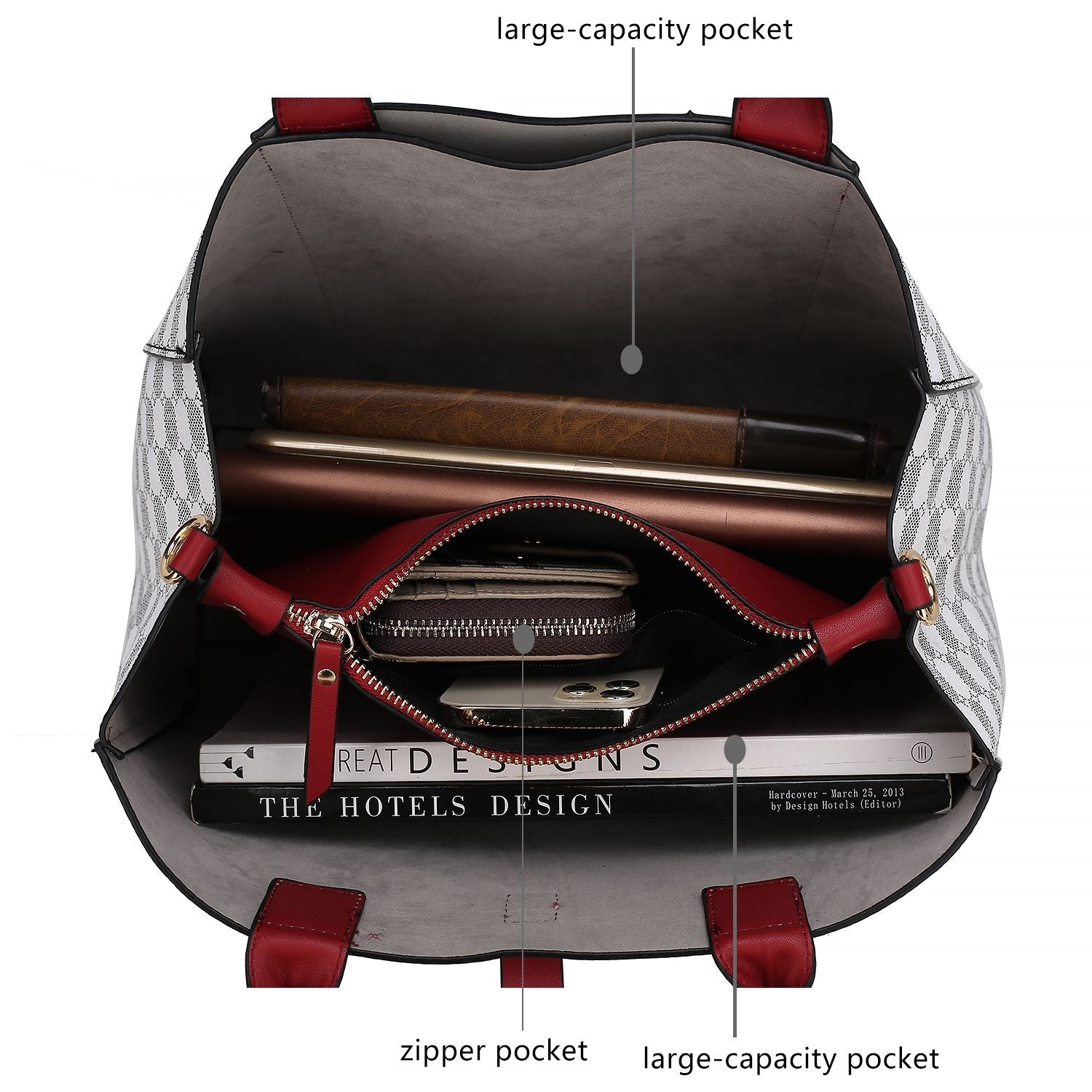 MKF Collection Women's Tote bag with Wristlet Wallet , Vegan Leather Satchel bag Handbag purse Set Crossbody bag by Mia K