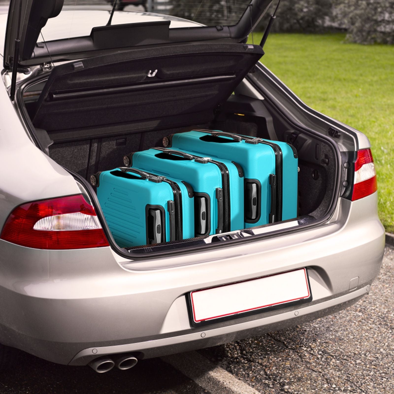 7DAY'S Trolley 3-Piece Suitcase Set, Carry-On Suitcase Set Hard Shell Lightweight Spinner with TSA Lock, Purple, Green, Yellow, Blue