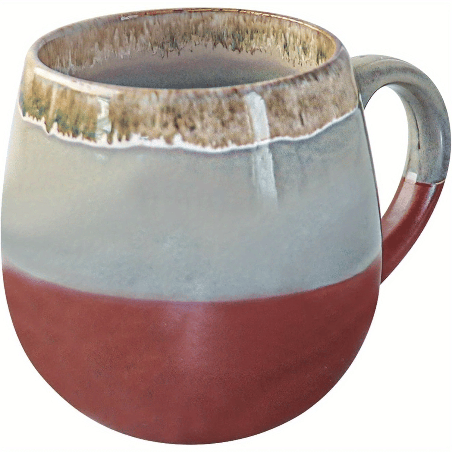 18 oz Large Pottery Coffee Mug, Brown Big Tea Cup for Office and Home, Dishwasher and Microwave Safe