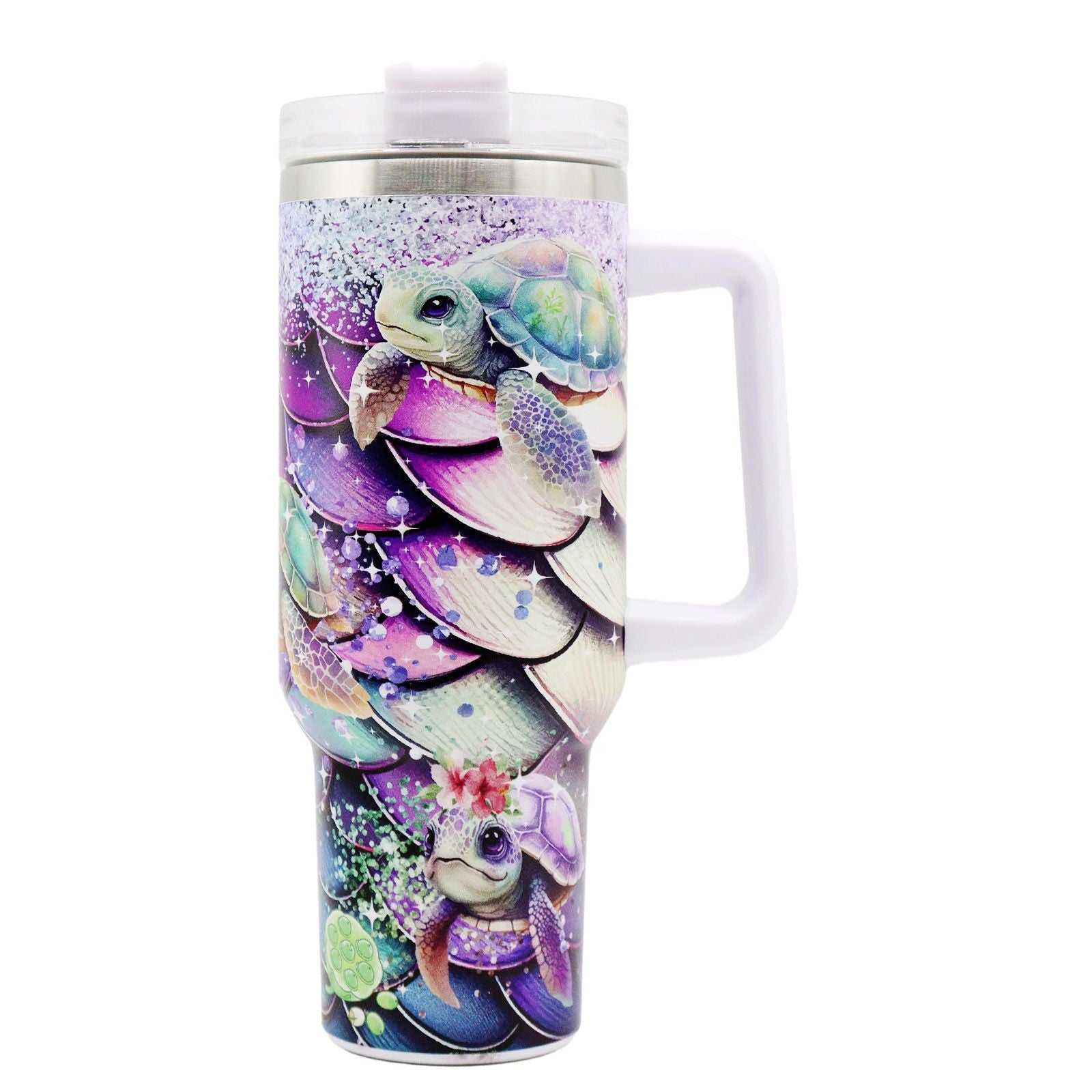 1pc 40oz Water Bottles,5D Little Turtle Series Tumbler,Large Capacity Stainless Steel Tumbler Insulation Cup With Lid And Straw For Women,Camping,Driving,skiing,Thermocoolers.Best Gift