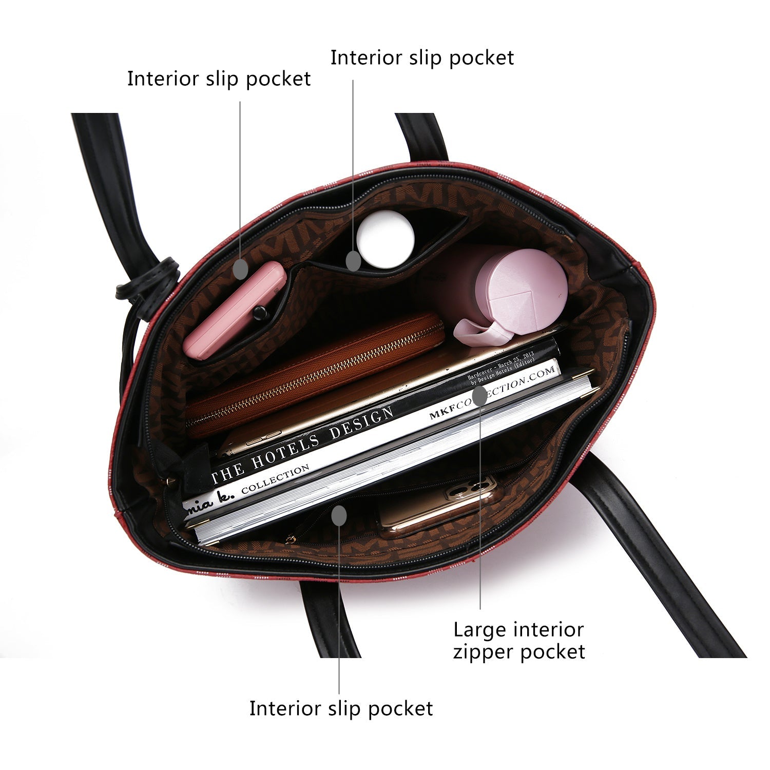 MKF Collection Aylet M Tote with Mini Handbag and Wristlet Pouch by Mia Made of high-quality vegan leather